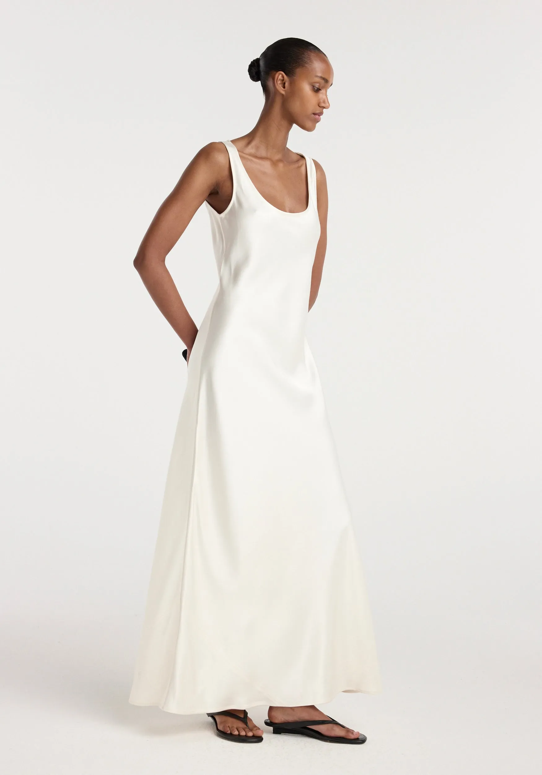 Scoop neck satin dress | ivory sold by Rohe product image thumbnail 2