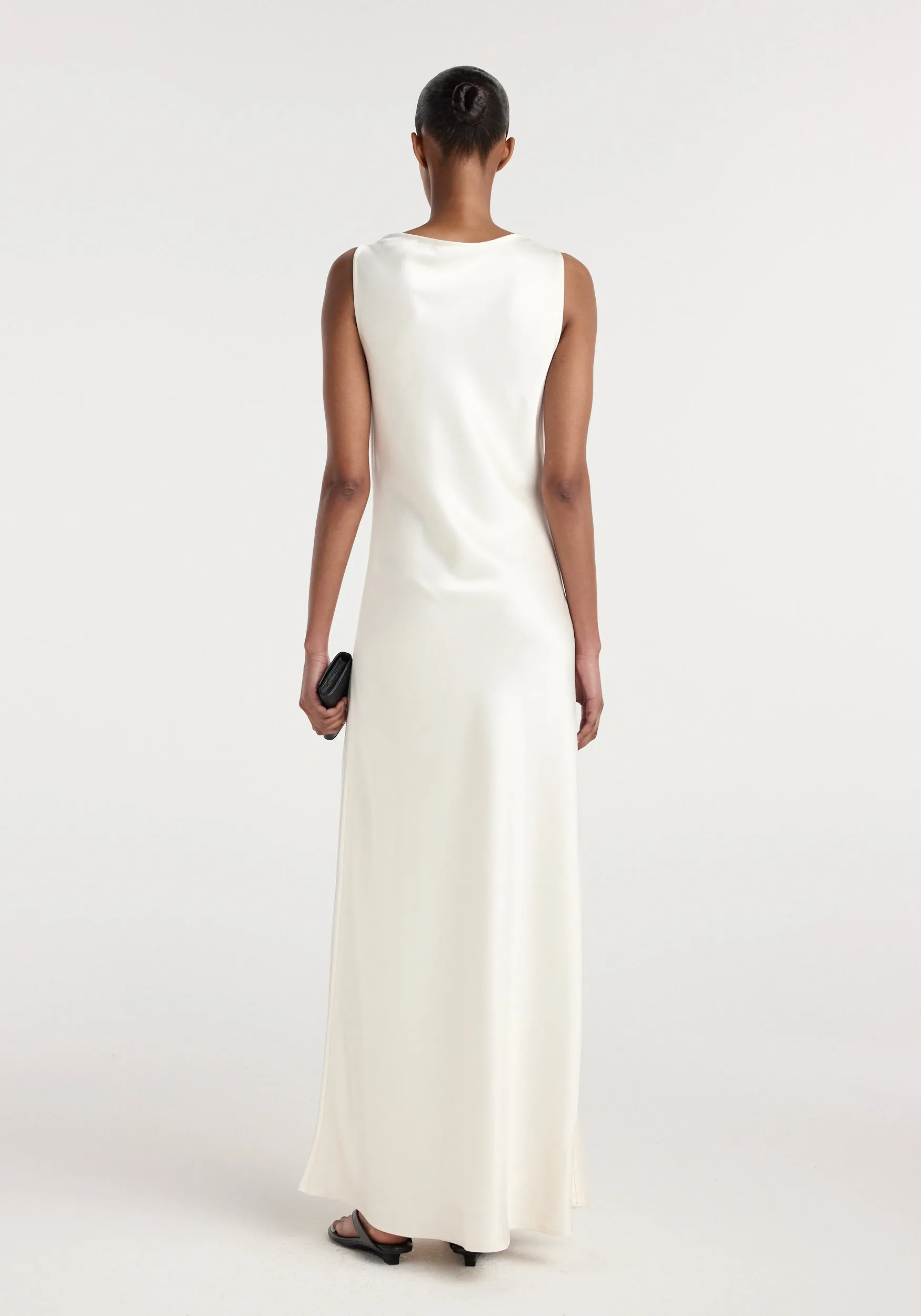 Scoop neck satin dress | ivory sold by Rohe product image thumbnail 3