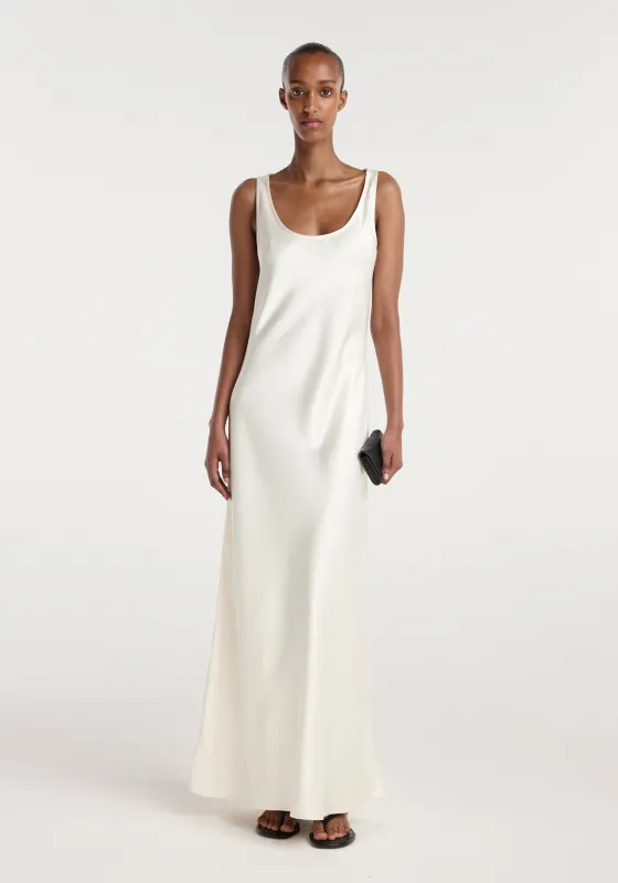 Scoop neck satin dress | ivory made by Rohe