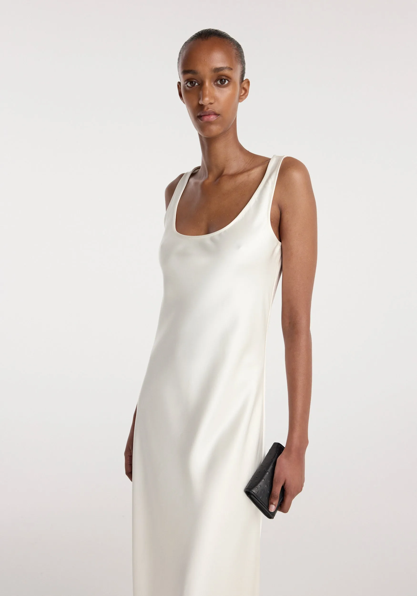 Scoop neck satin dress | ivory sold by Rohe product image thumbnail 4