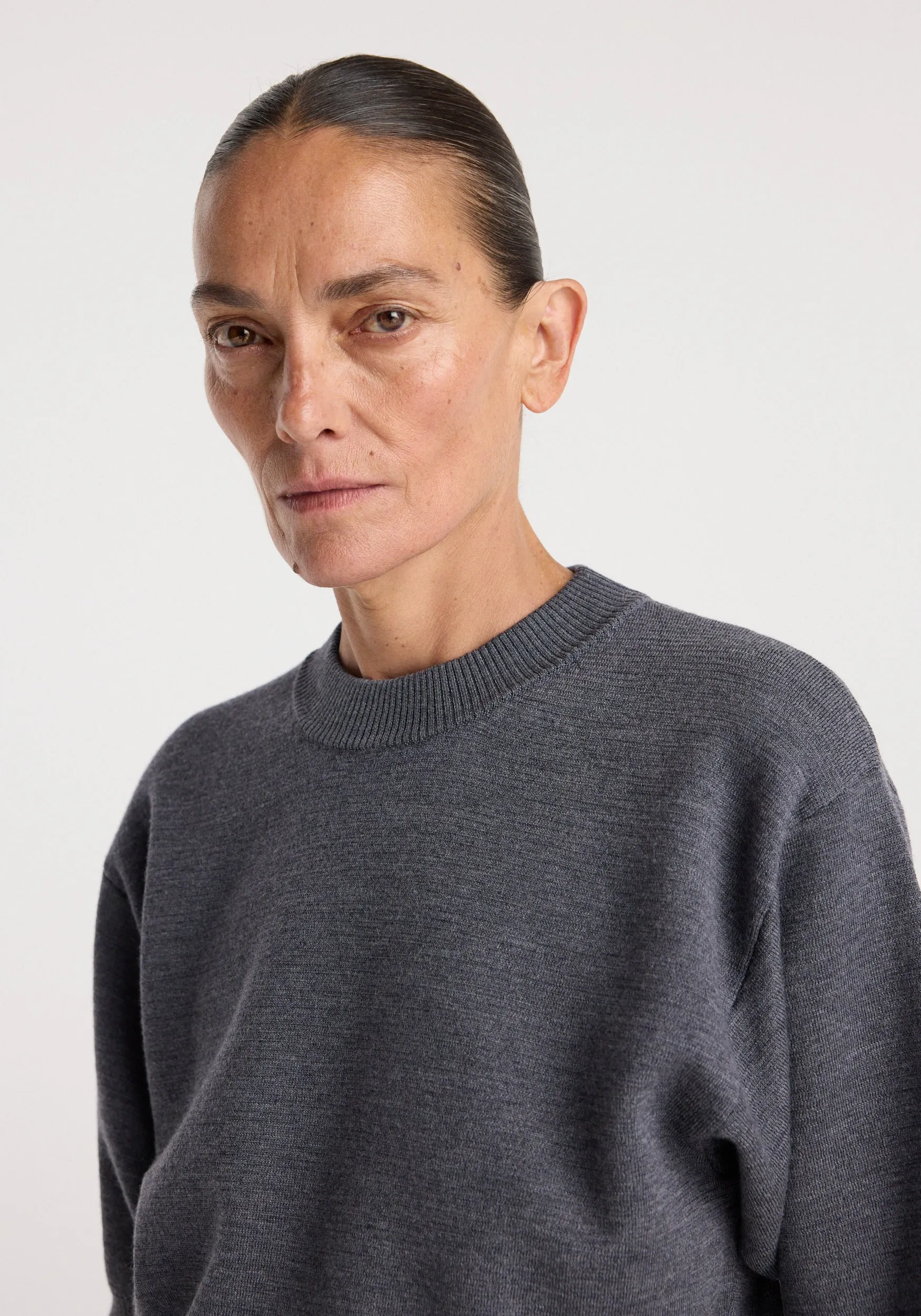 Compact knitted top | dark grey melange sold by Rohe product image thumbnail 3