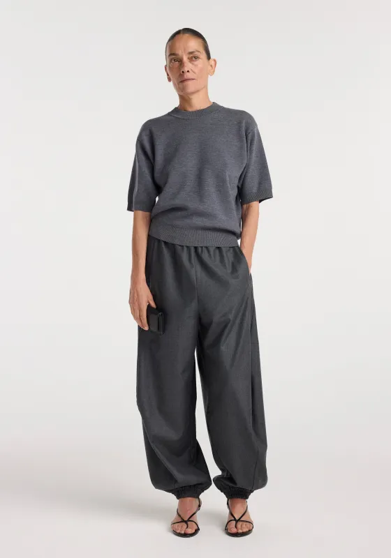 Compact knitted top | dark grey melange made by Rohe
