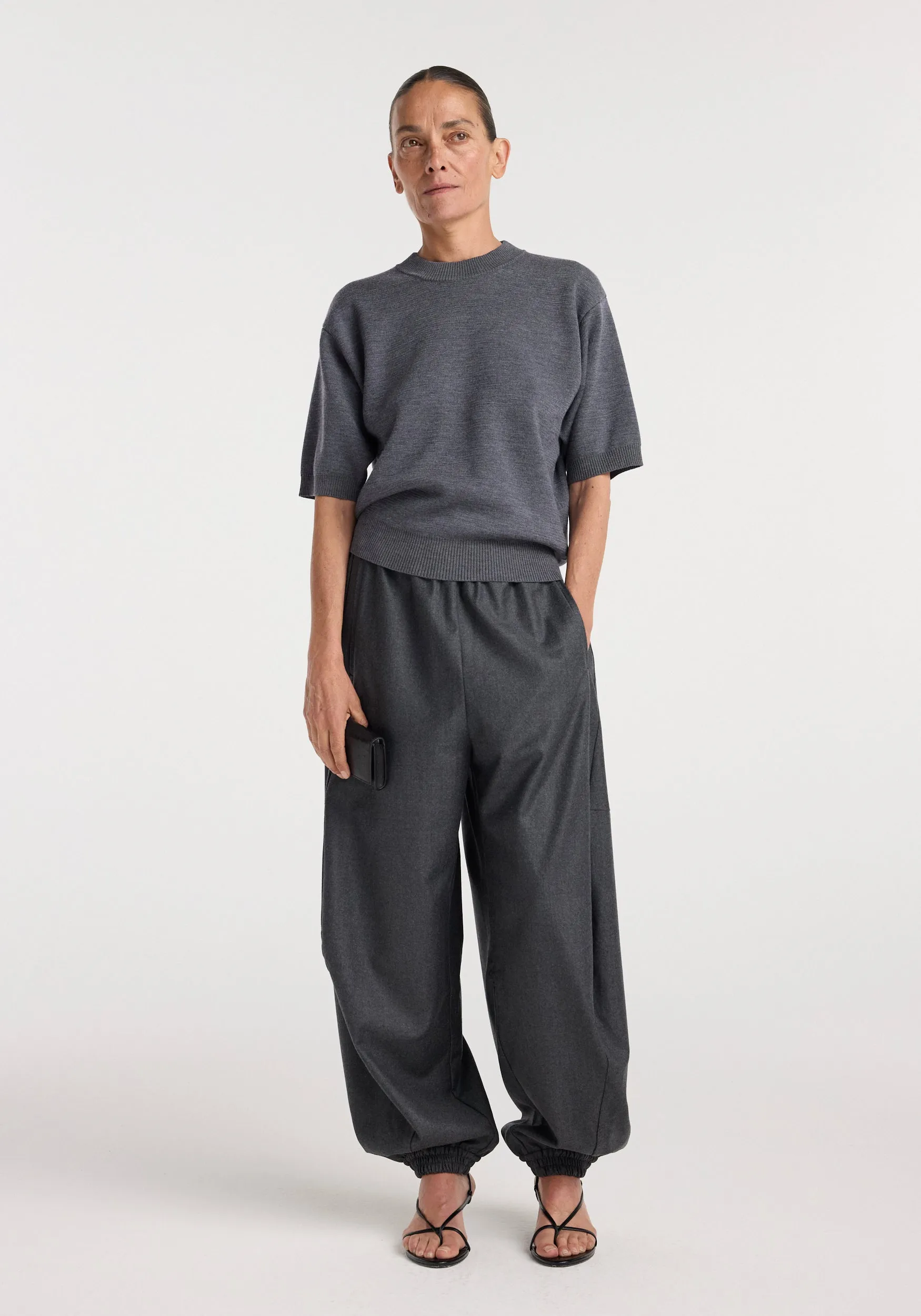 Compact knitted top | dark grey melange sold by Rohe