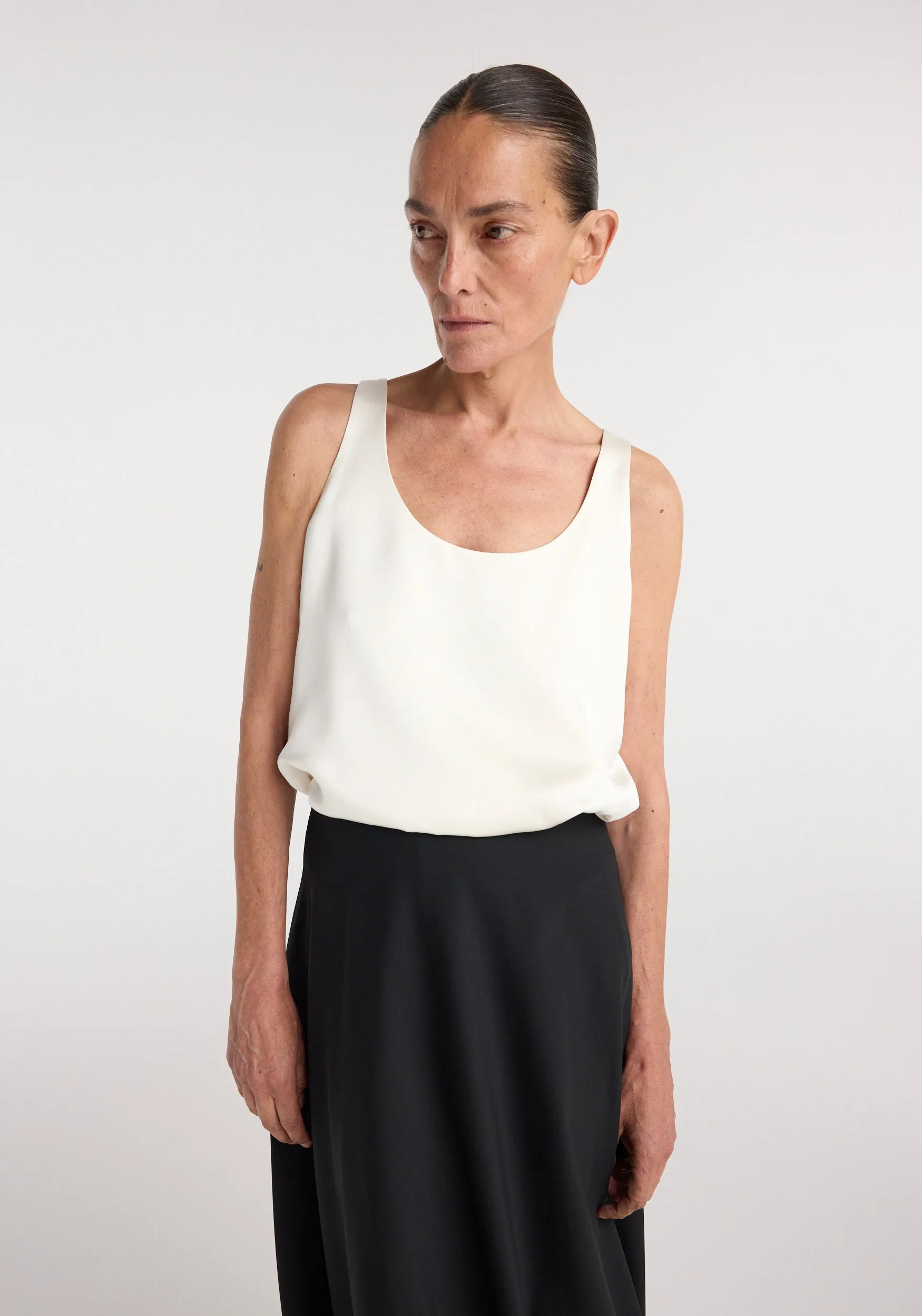 Satin scoop-neck top | ivory sold by Rohe product image thumbnail 4