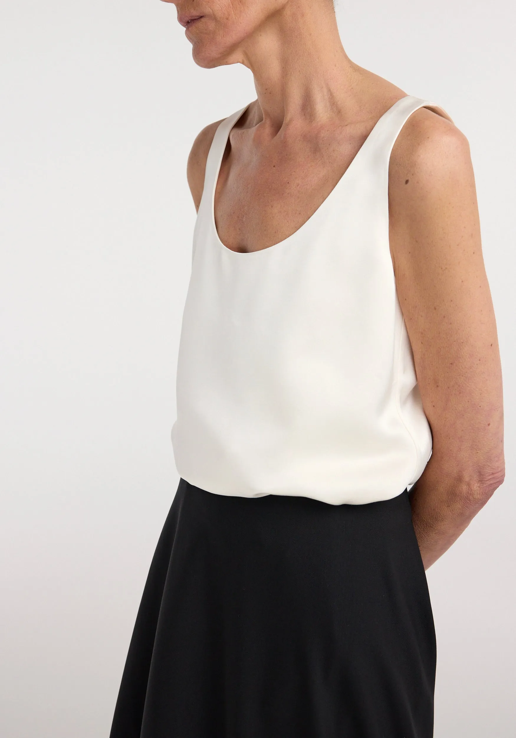 Satin scoop-neck top | ivory sold by Rohe product image thumbnail 5