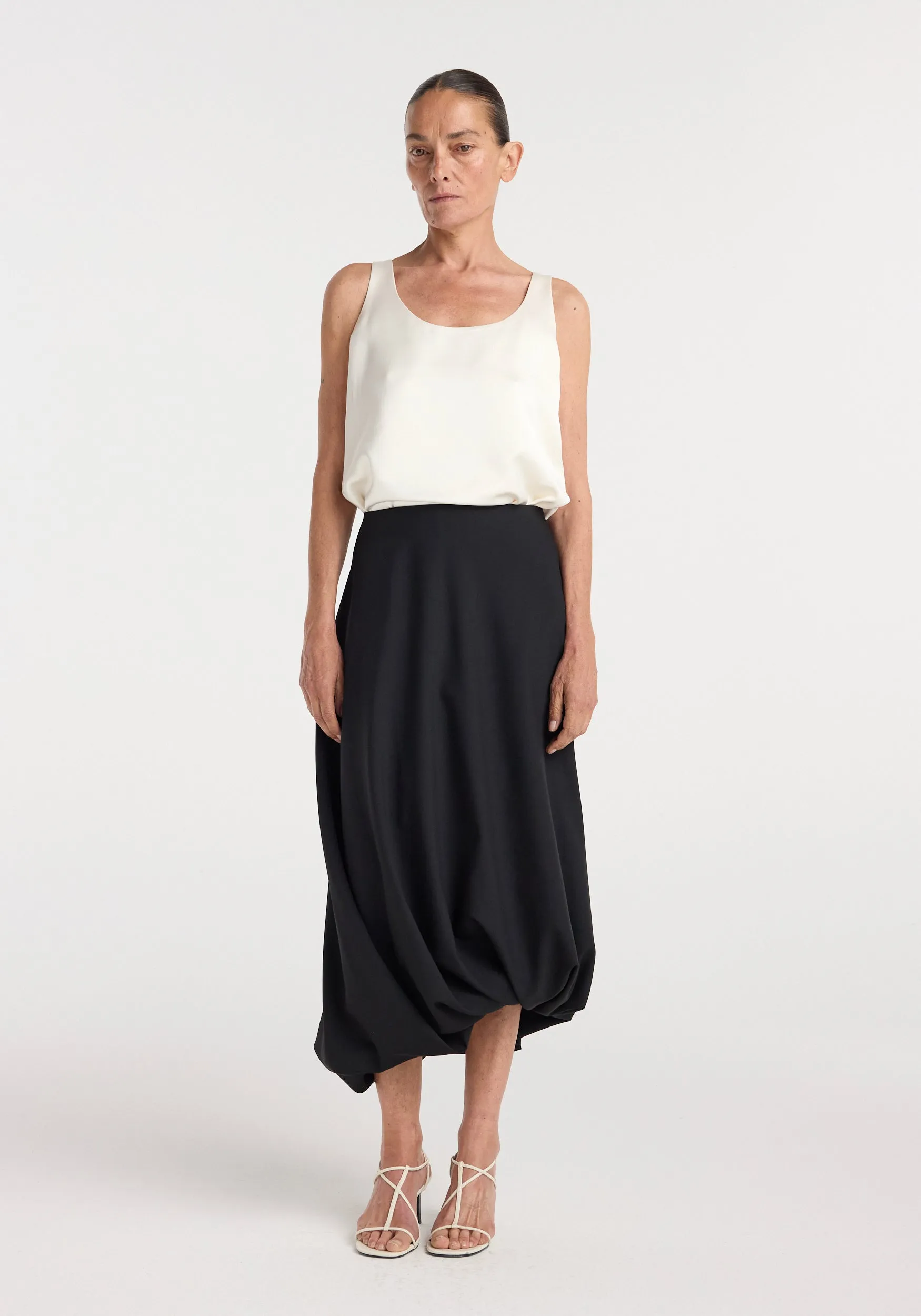 Satin scoop-neck top | ivory sold by Rohe