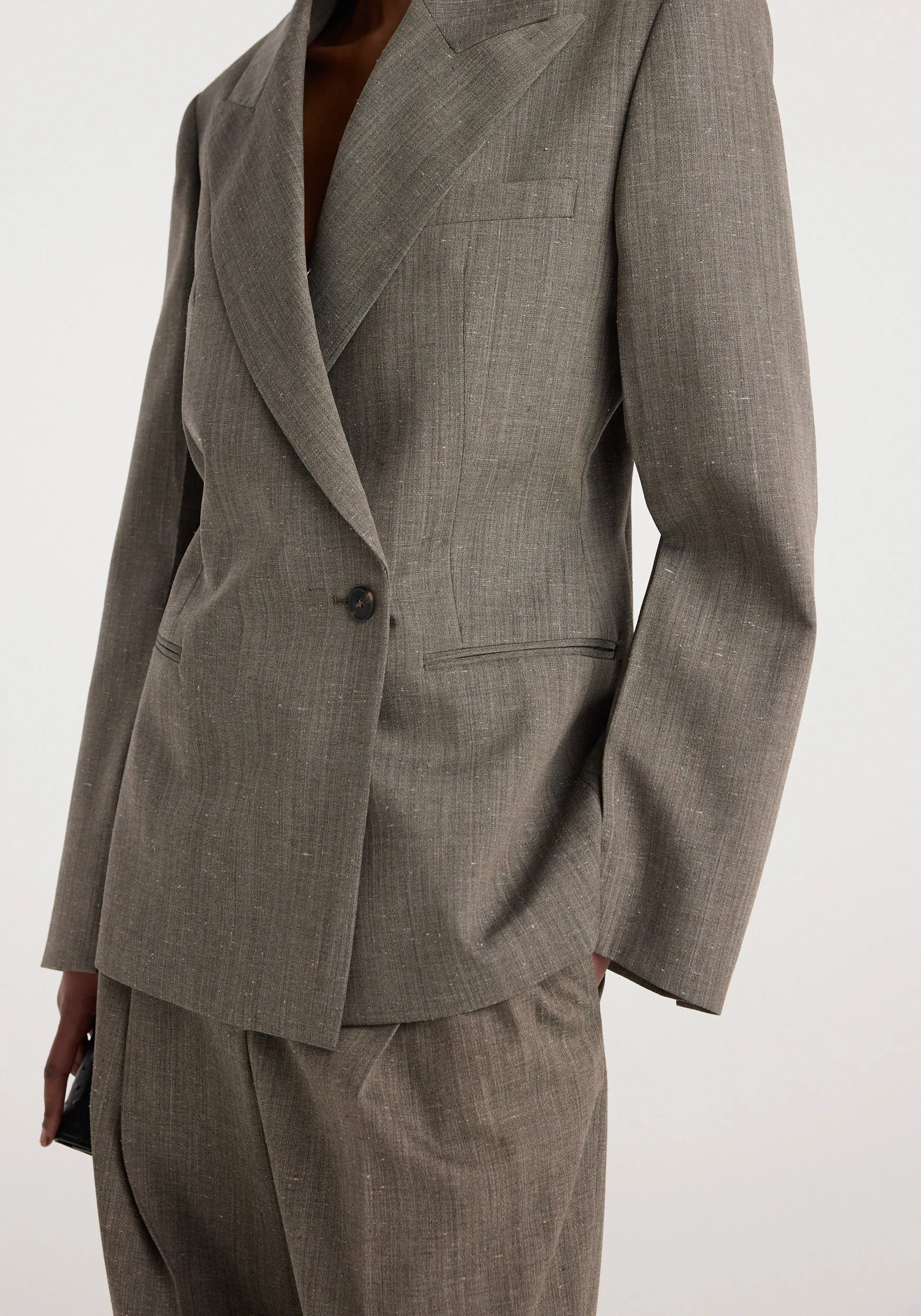 Hourglass shaped blazer | earth slub sold by Rohe product image thumbnail 2