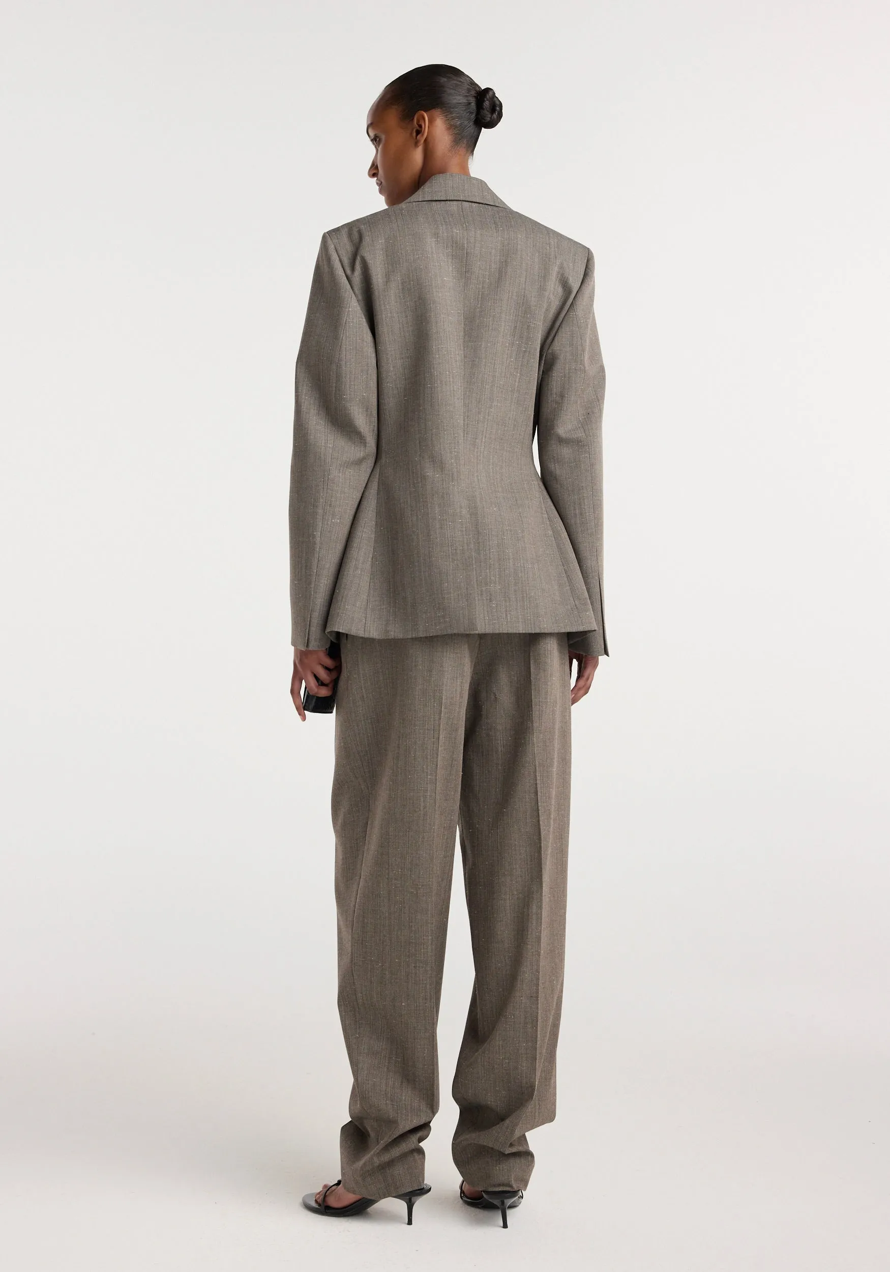 Hourglass shaped blazer | earth slub sold by Rohe product image thumbnail 3