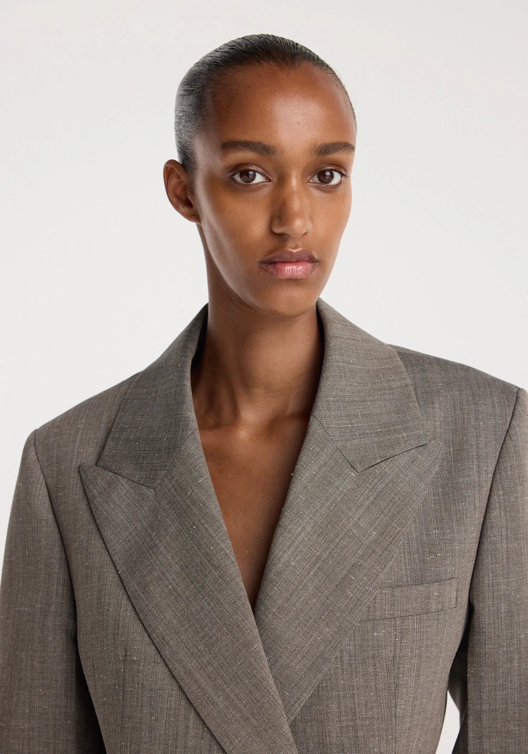 Hourglass shaped blazer | earth slub sold by Rohe product image thumbnail 4