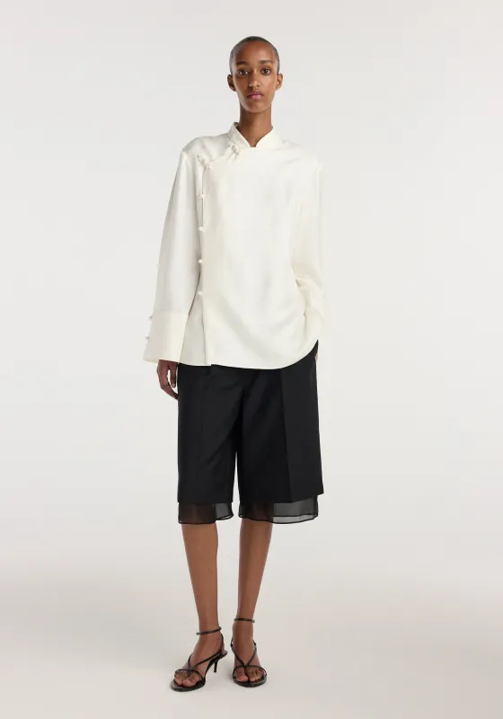 Pankou closure silk top | cream made by Rohe