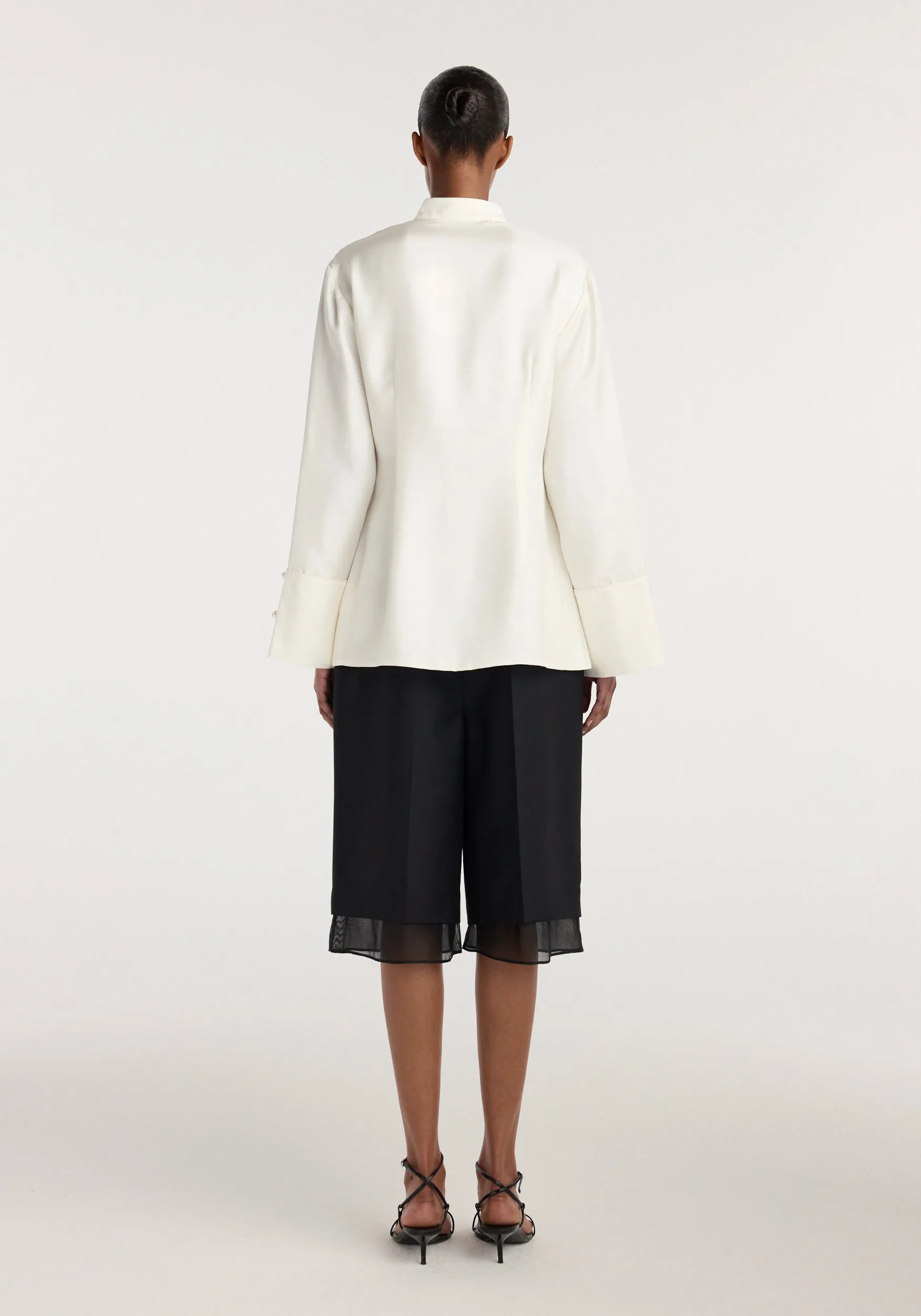 Pankou closure silk top | cream sold by Rohe product image thumbnail 5