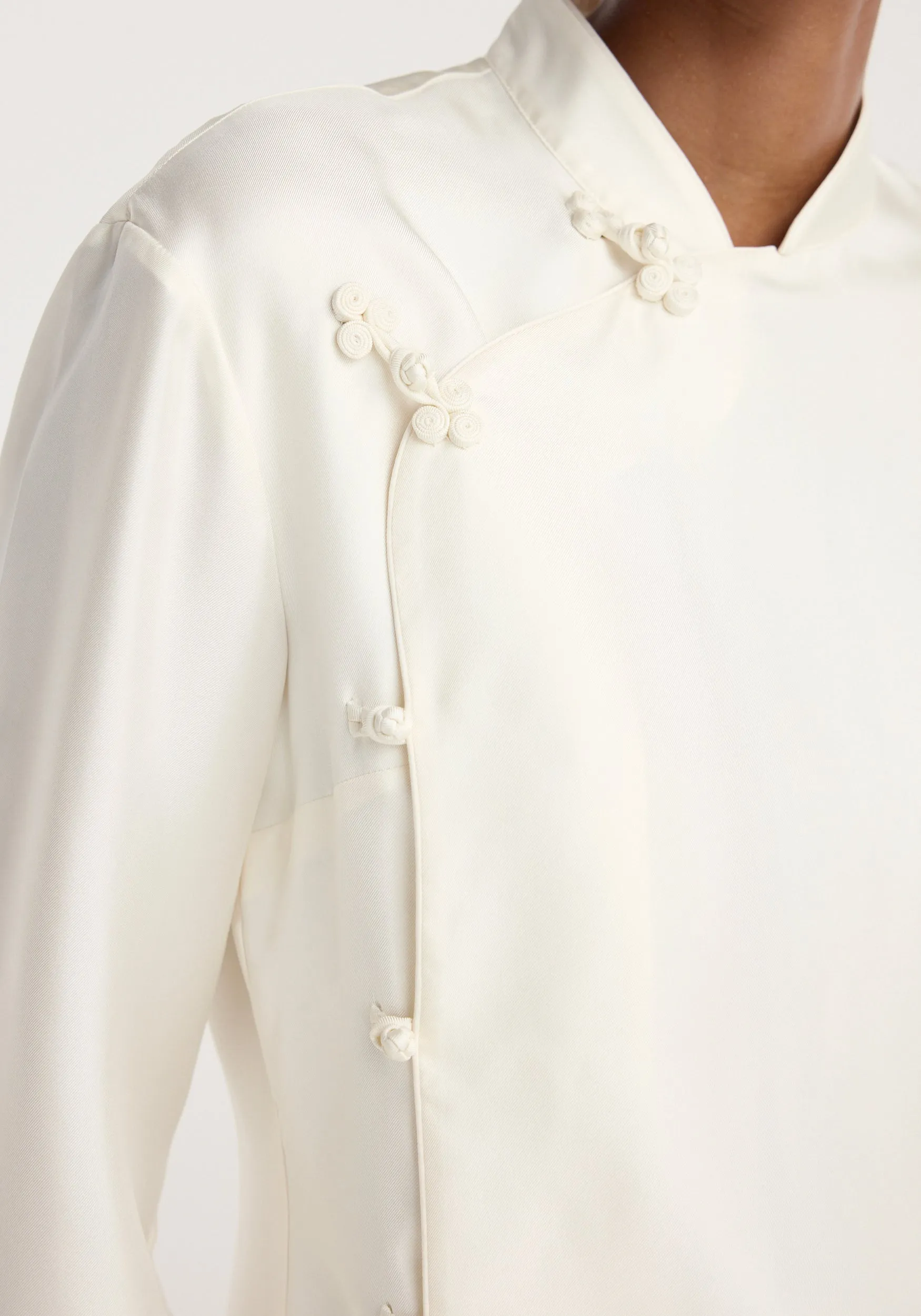 Pankou closure silk top | cream sold by Rohe product image thumbnail 3