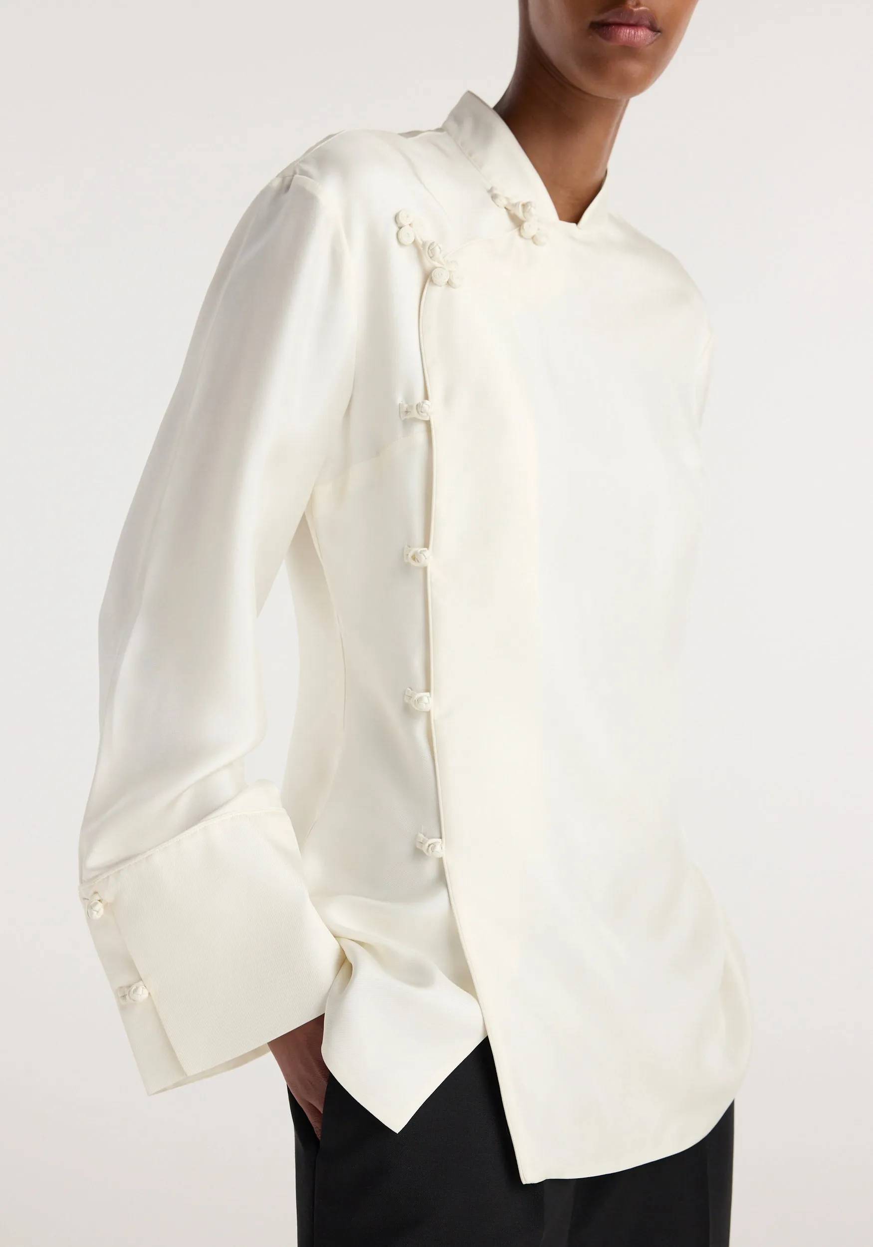 Pankou closure silk top | cream sold by Rohe product image thumbnail 2