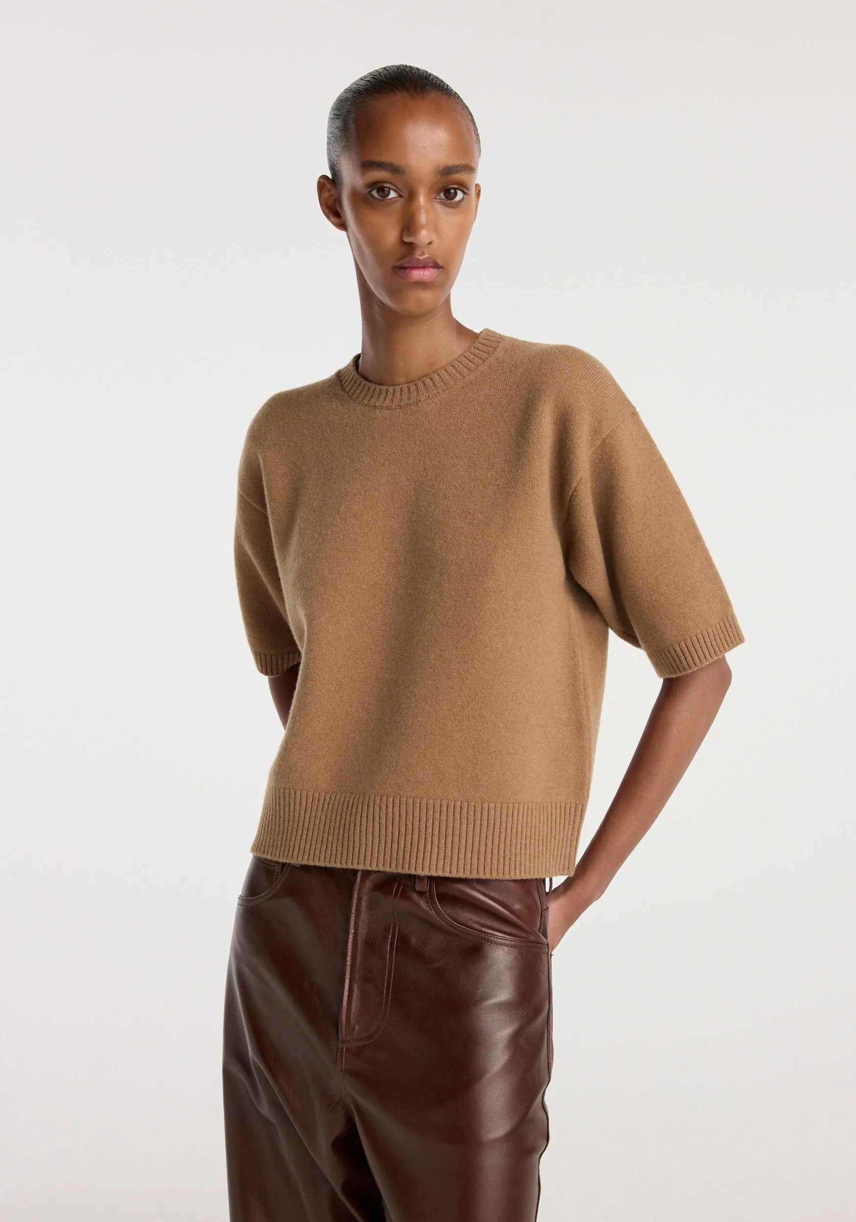 Compact knitted top | camel sold by Rohe product image thumbnail 2