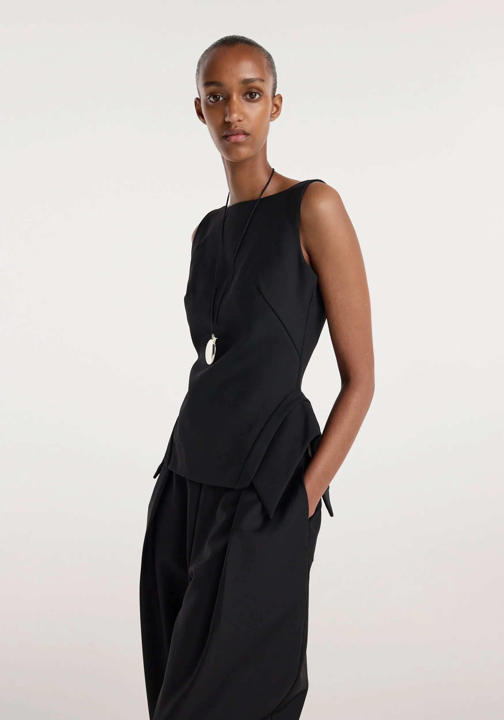 Deconstructed collar top | black sold by Rohe product image thumbnail 2