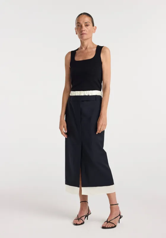 Boxer detailed skirt | navy made by Rohe