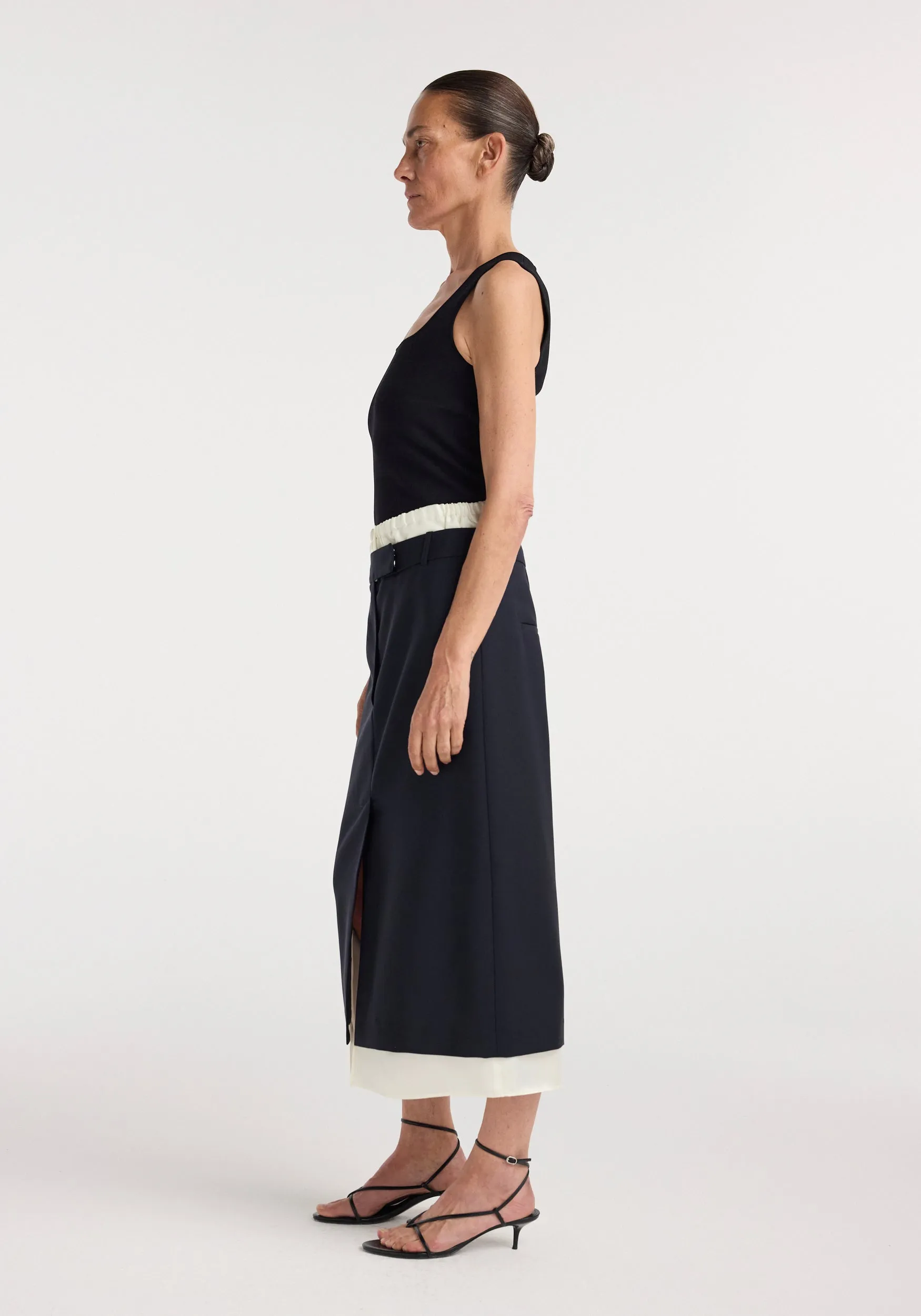Boxer detailed skirt | navy sold by Rohe product image thumbnail 3