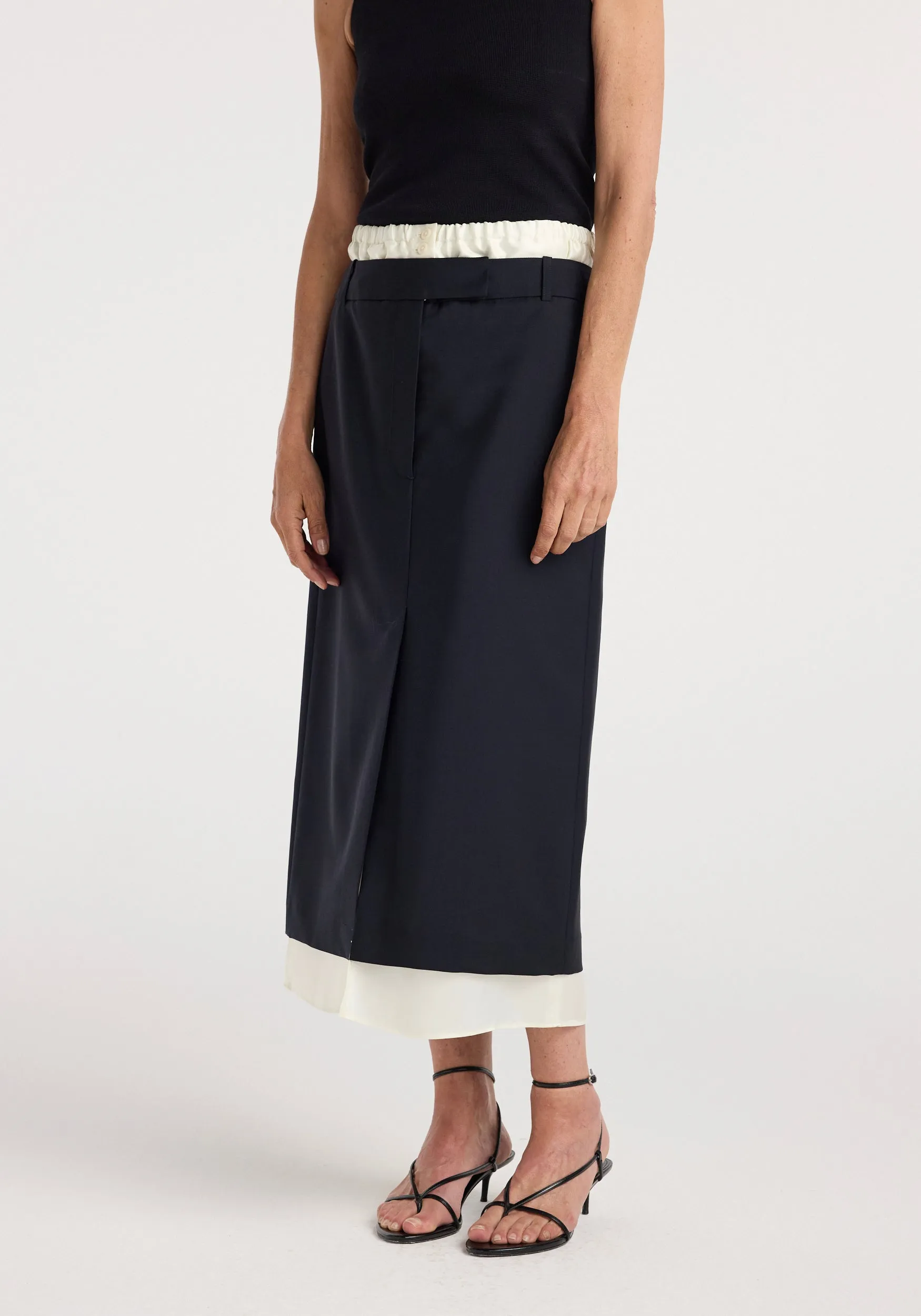 Boxer detailed skirt | navy sold by Rohe product image thumbnail 2