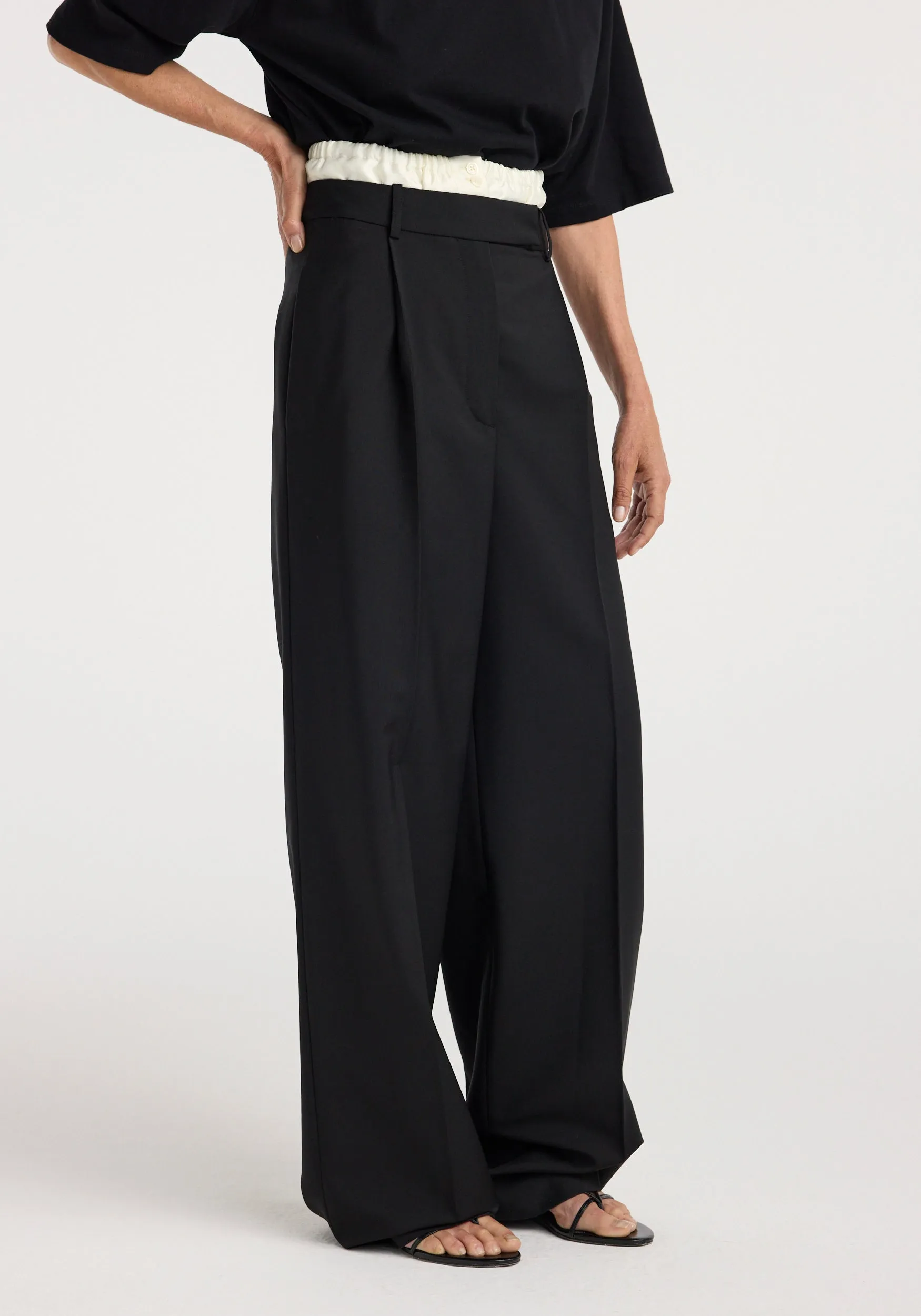 Boxer detailed trousers | black sold by Rohe product image thumbnail 2