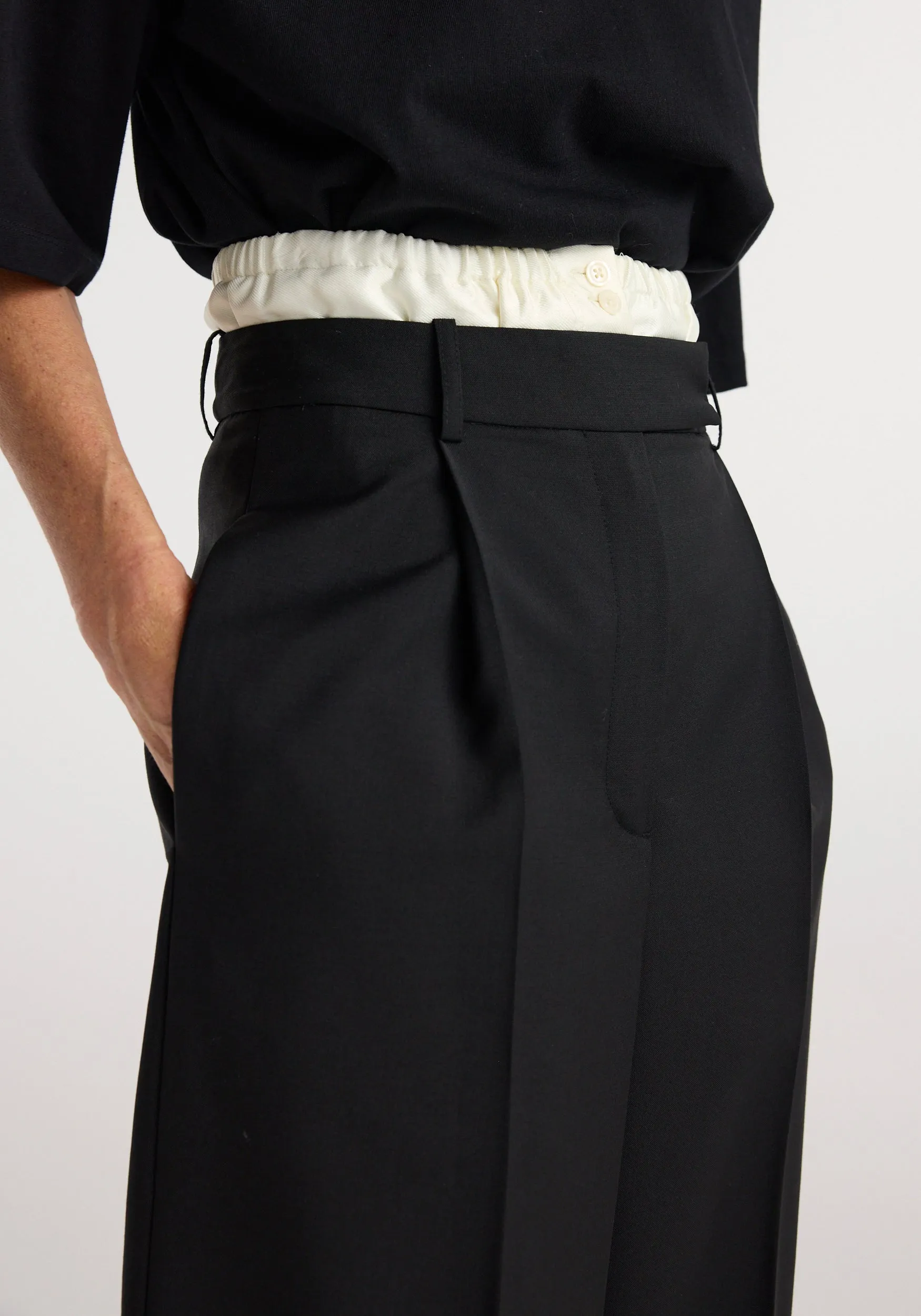 Boxer detailed trousers | black sold by Rohe product image thumbnail 5