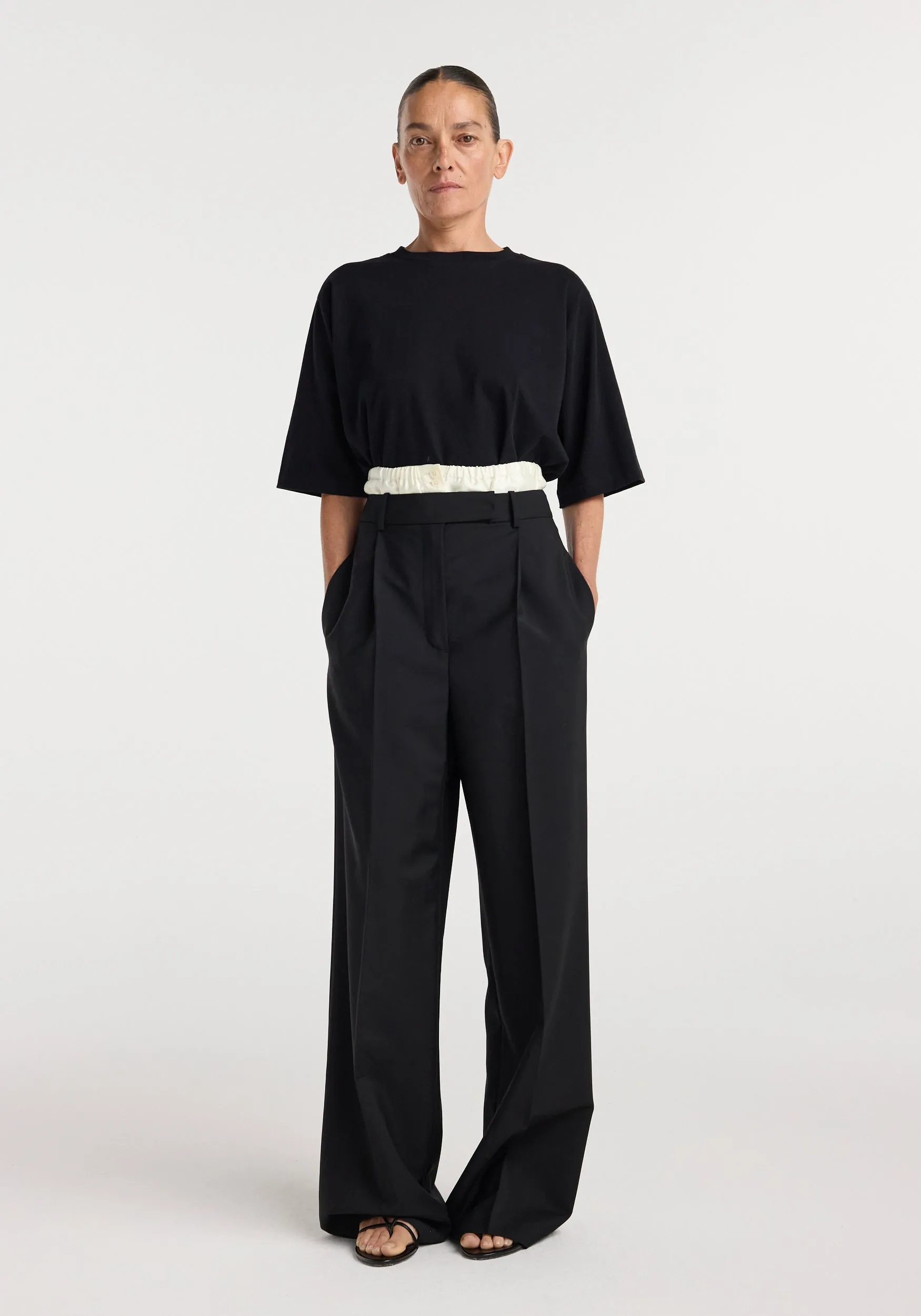 Boxer detailed trousers | black sold by Rohe