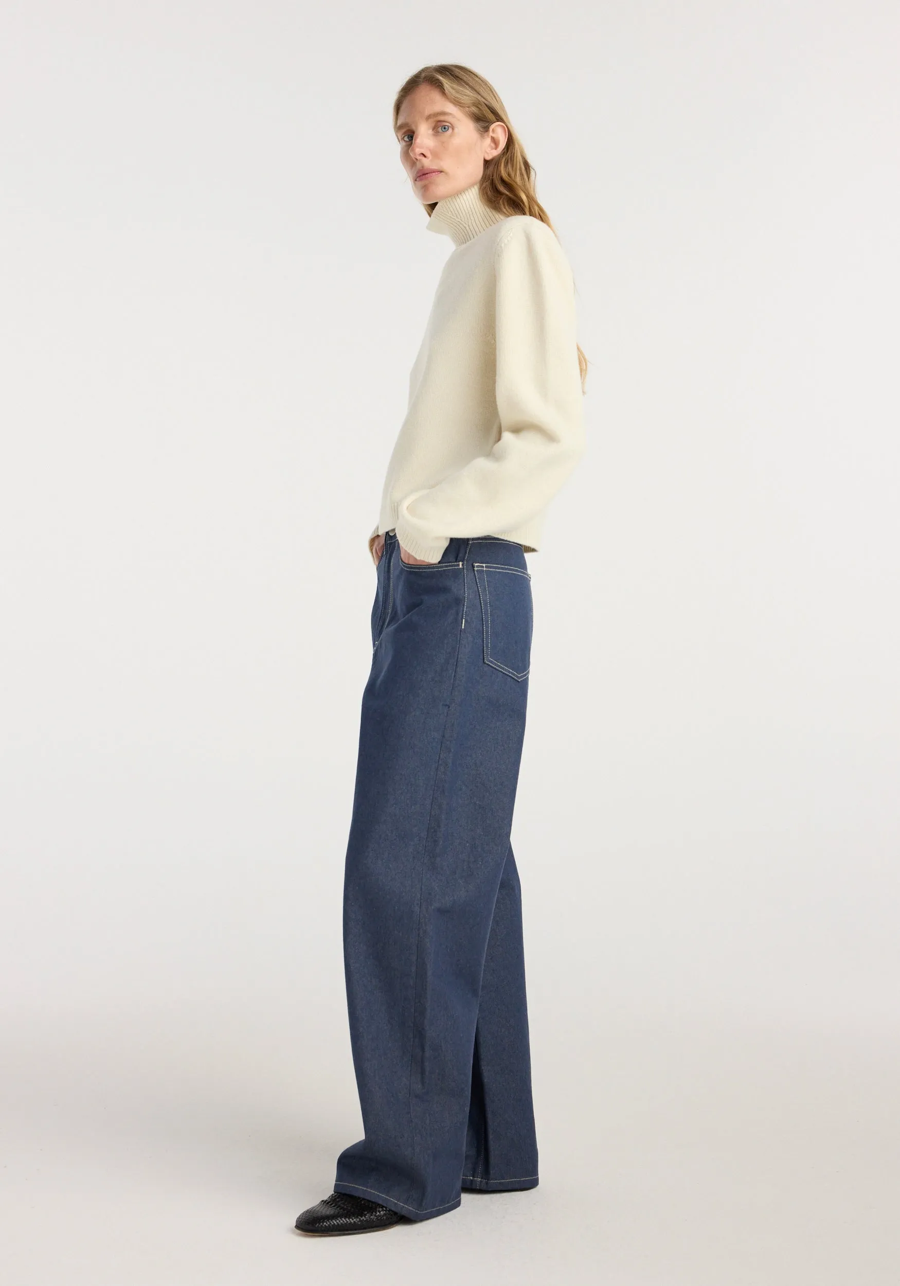 Statement shoulder cropped turtleneck | cream sold by Rohe product image thumbnail 4