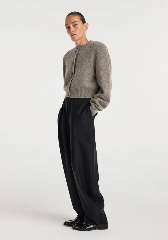 Statement mouliné cardigan | dark taupe melange made by Rohe
