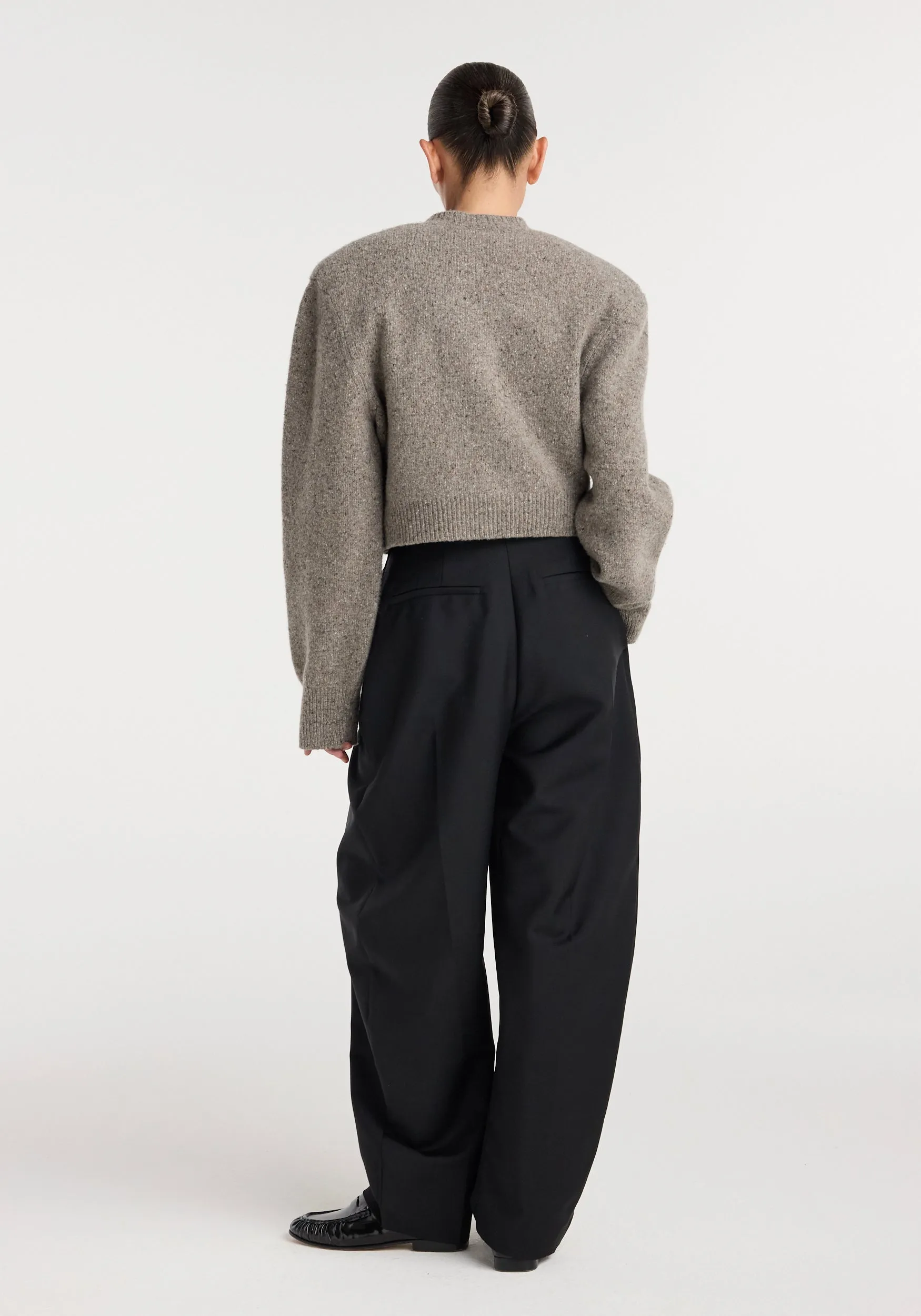 Statement mouliné cardigan | dark taupe melange sold by Rohe product image thumbnail 4
