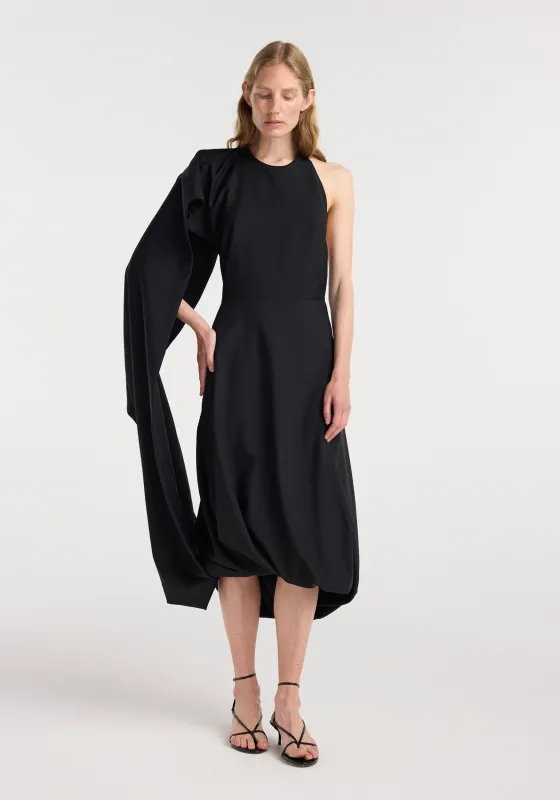 Twisted cape dress | black made by Rohe