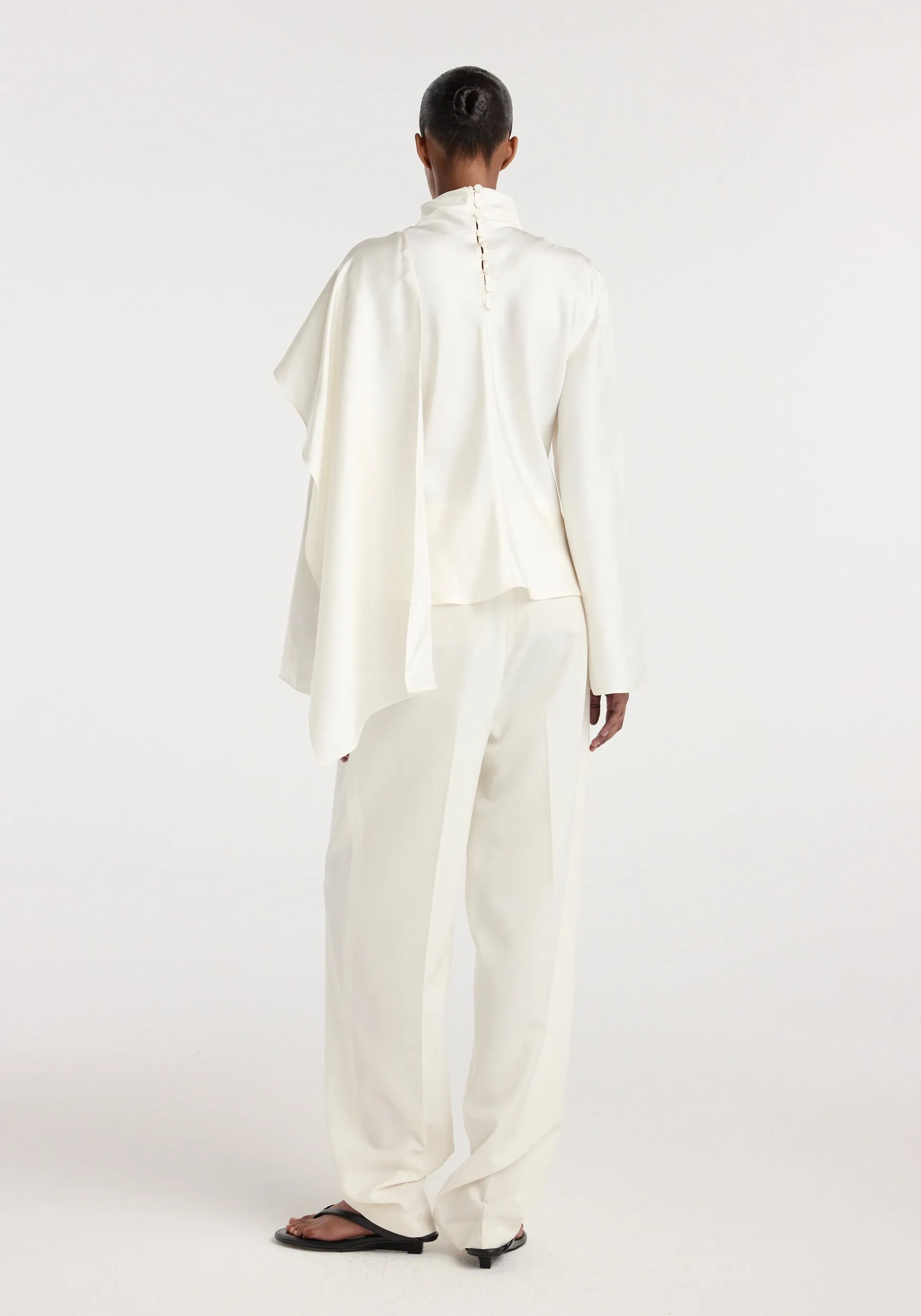 Silk foulard top | cream sold by Rohe product image thumbnail 3