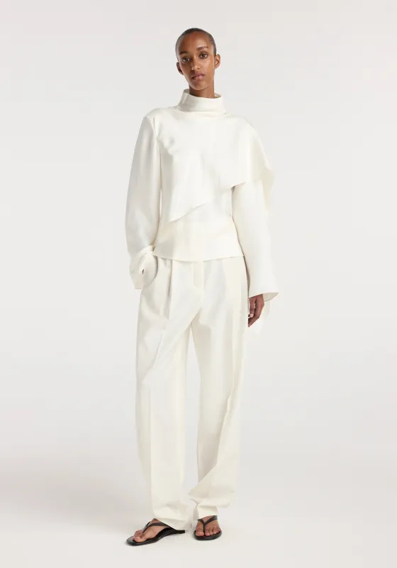 Silk foulard top | cream made by Rohe