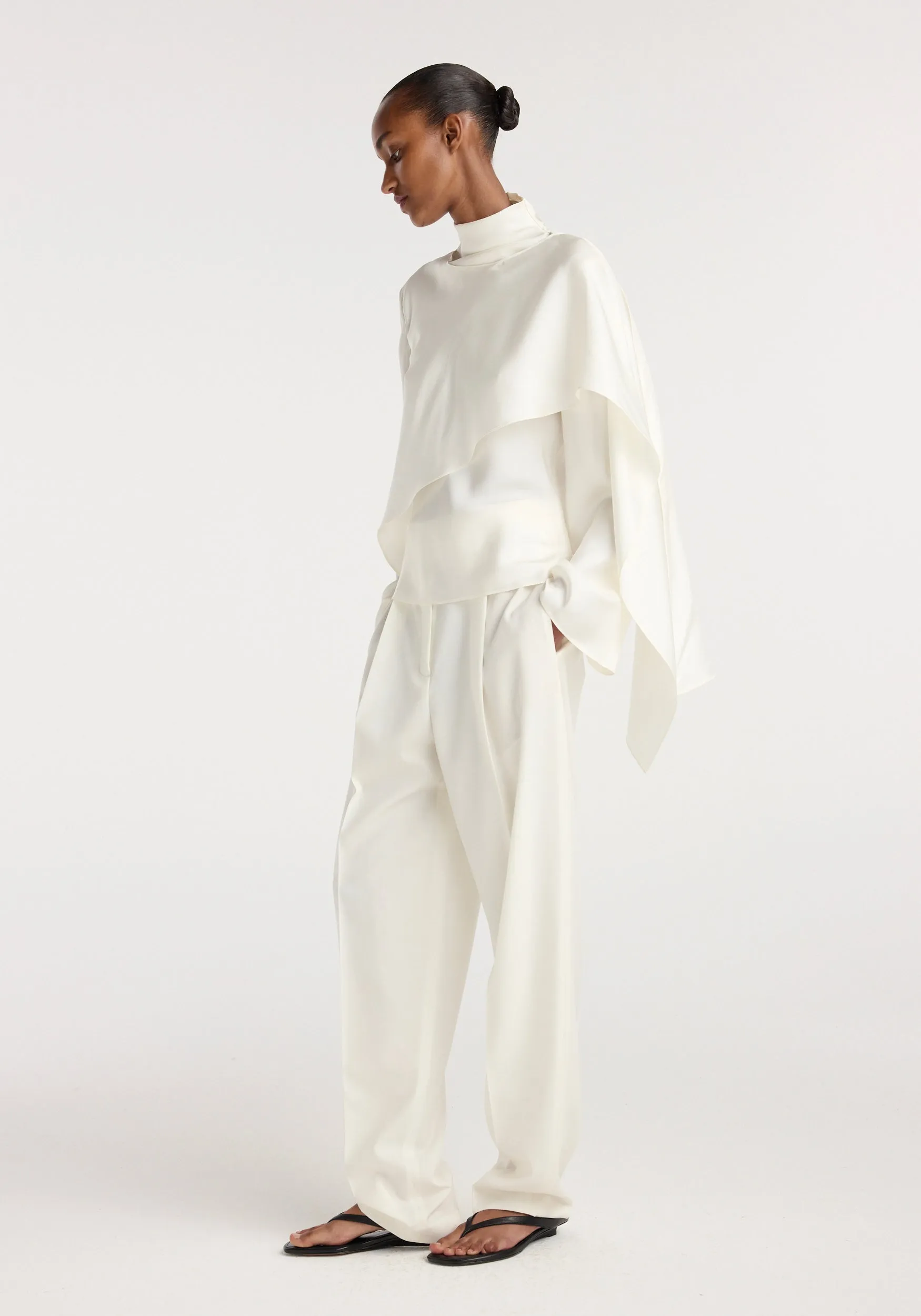 Silk foulard top | cream sold by Rohe product image thumbnail 2