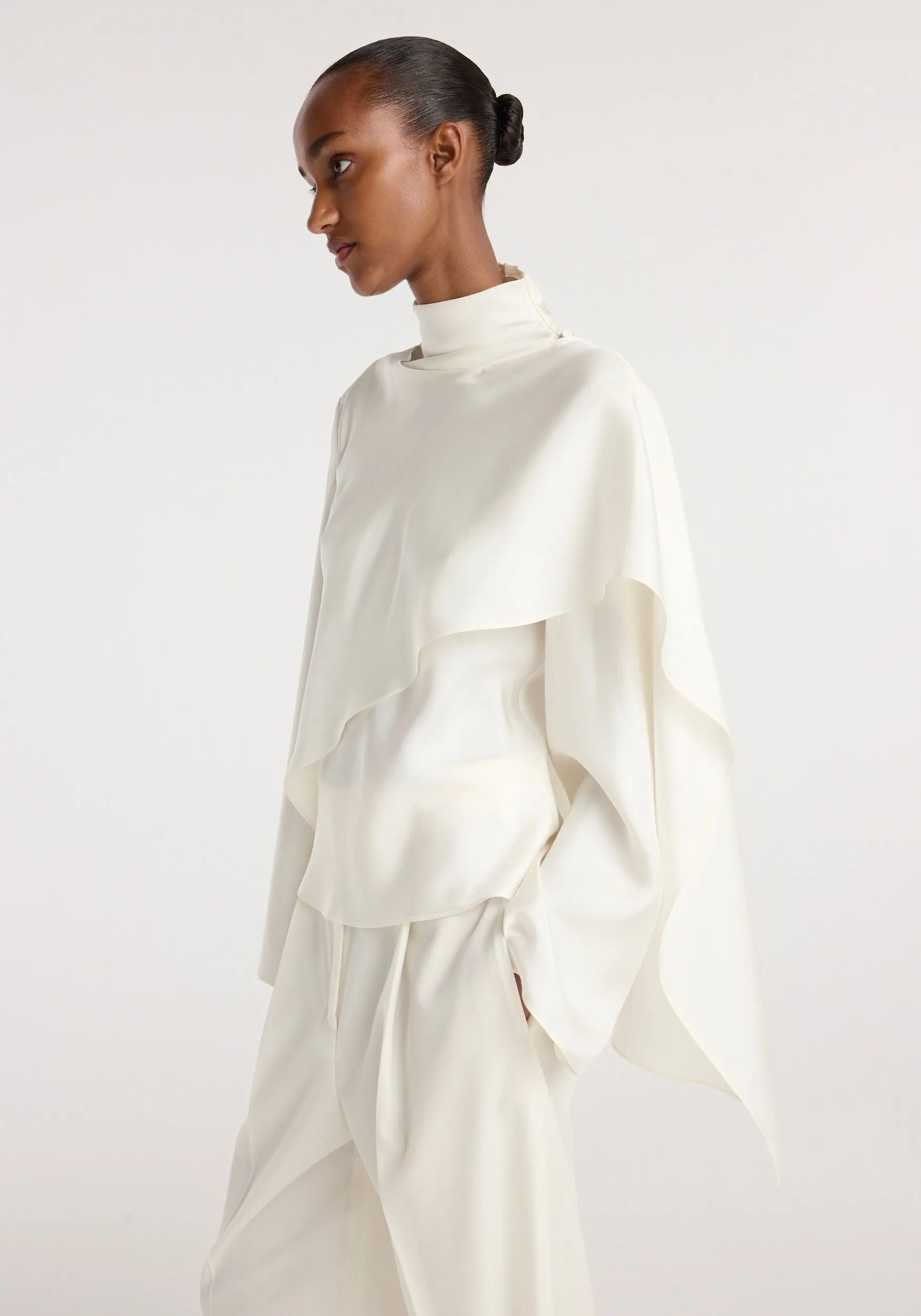 Silk foulard top | cream sold by Rohe product image thumbnail 4