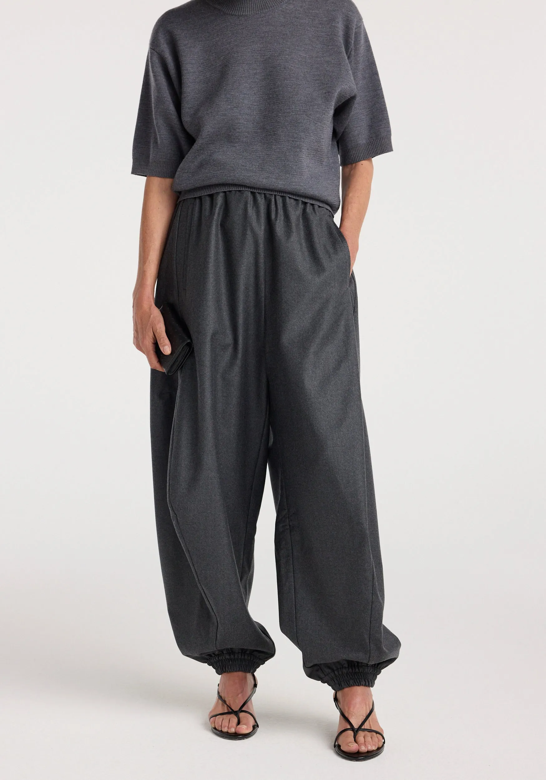 Balloon track pants | dark grey melange sold by Rohe product image thumbnail 4