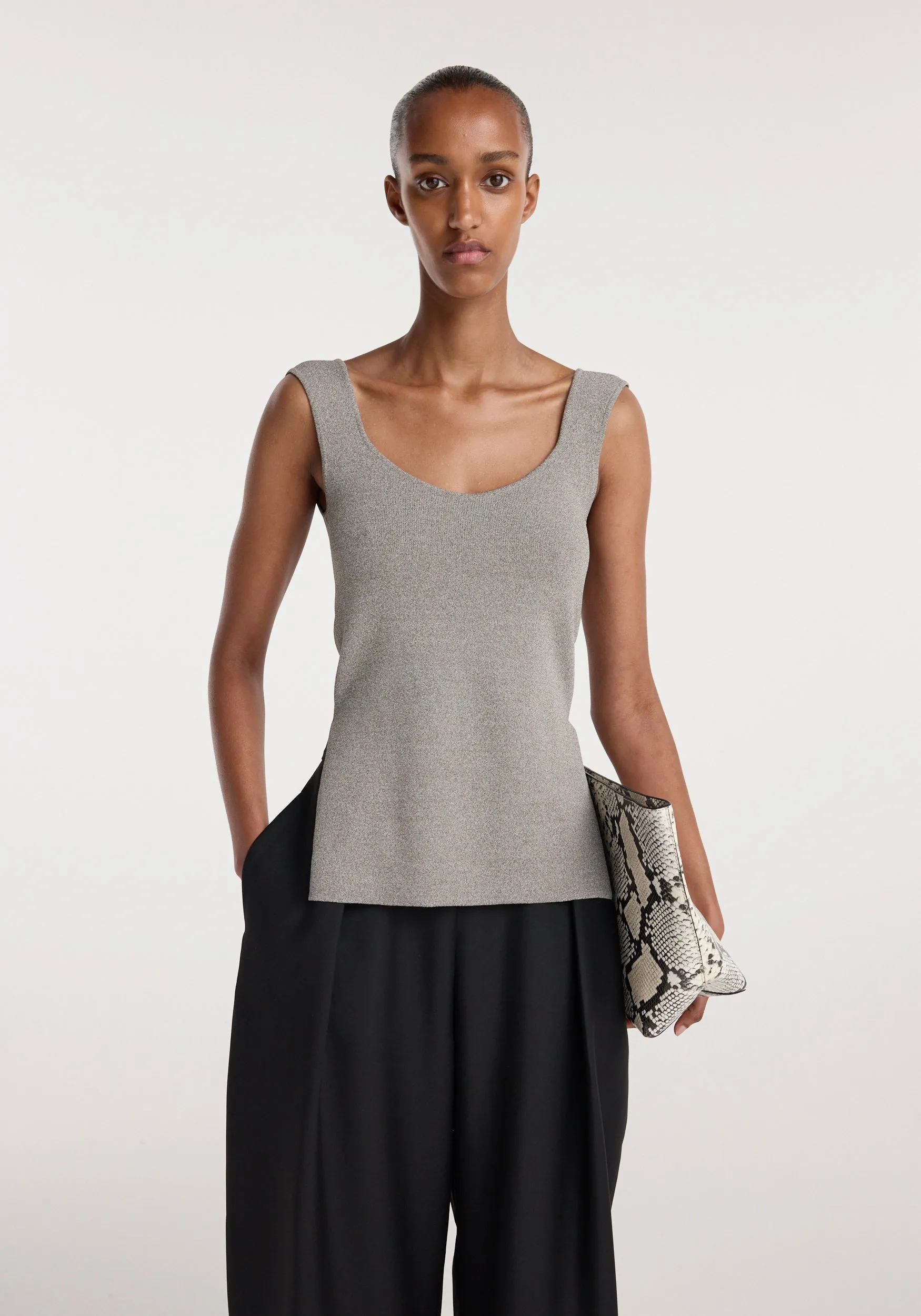 Long knitted bustier top | taupe melange sold by Rohe product image thumbnail 4