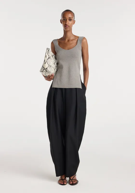 Long knitted bustier top | taupe melange made by Rohe