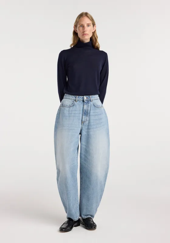 Fransje - Sculptural denim trousers | classic blue made by Rohe