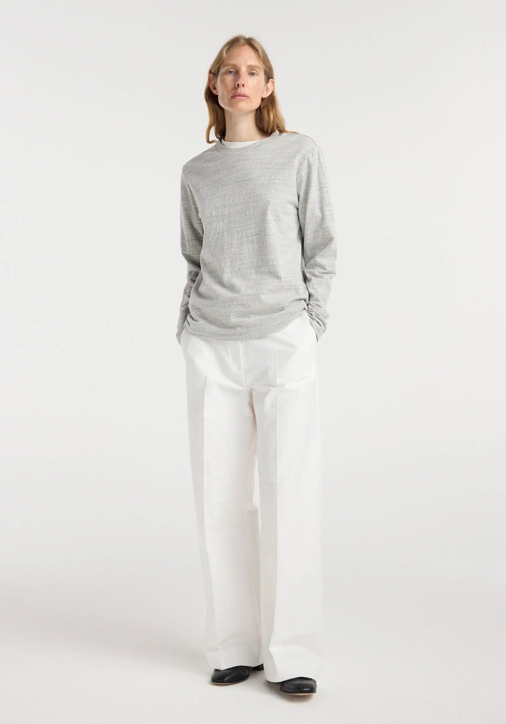 Japanese mouliné jersey long sleeve | grey mouliné sold by Rohe