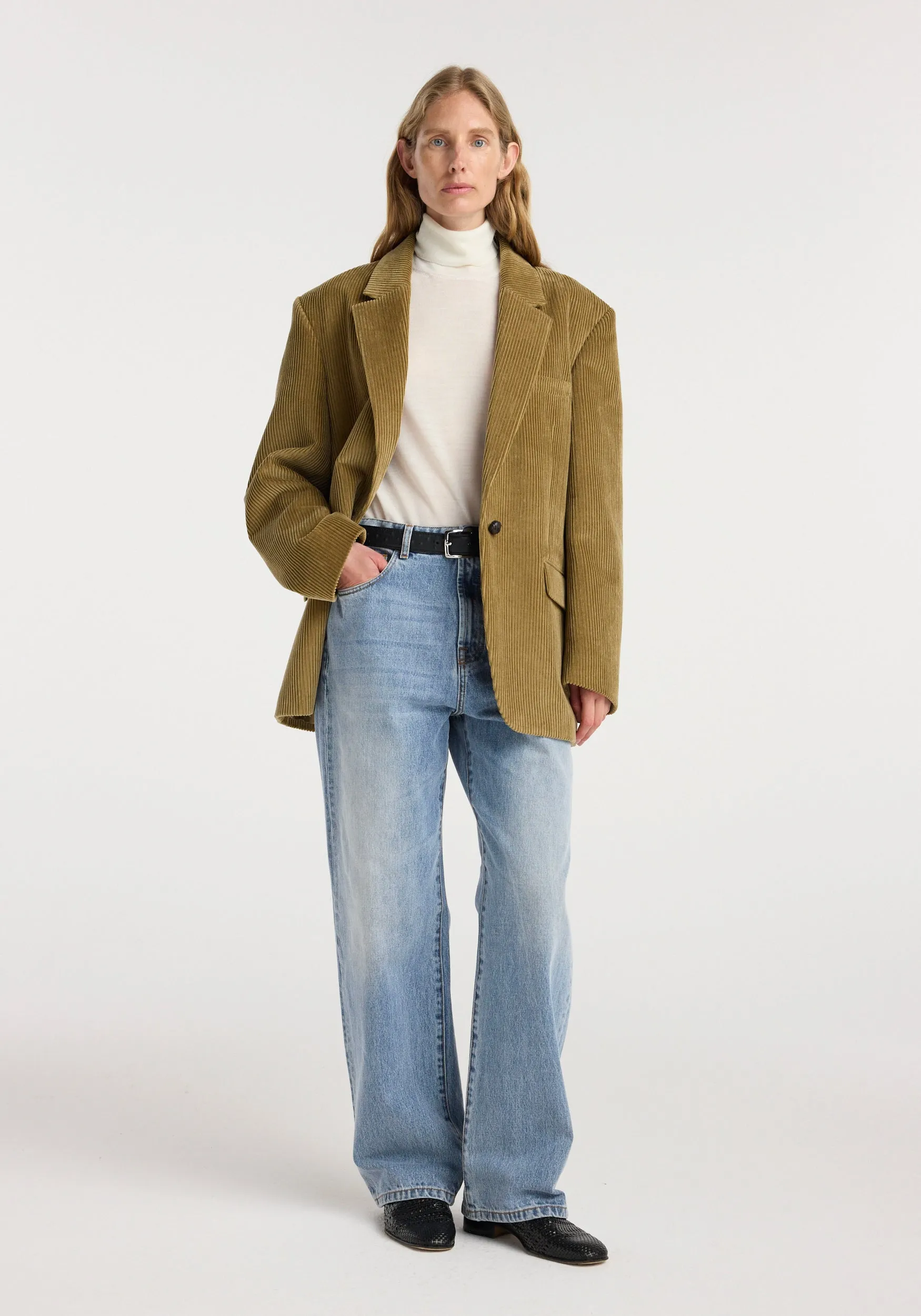 Oversized corduroy blazer jacket | beige sold by Rohe