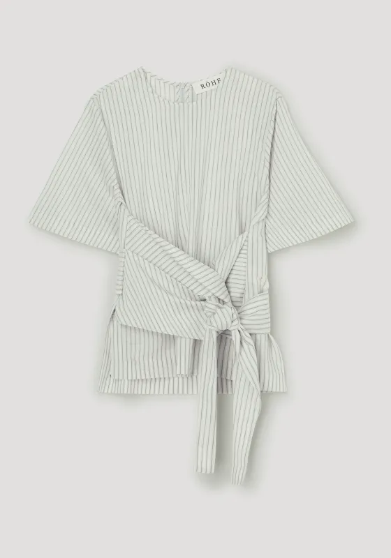 Silk-blend wrap top | fine stripe made by Rohe