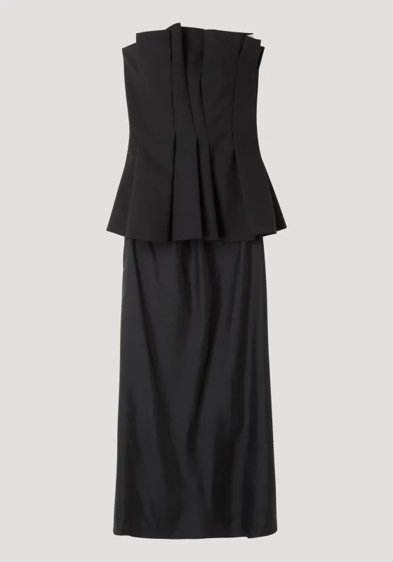 Sculptural tulip bustier dress | black made by Rohe