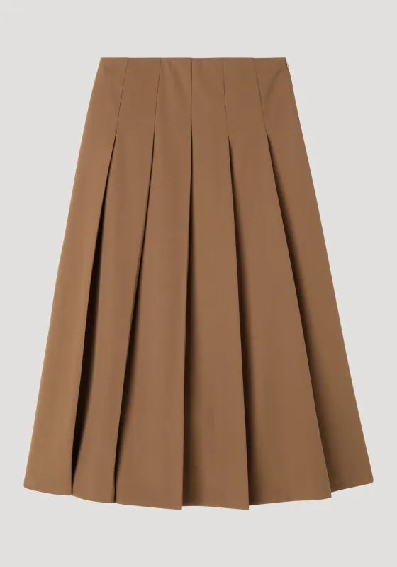 Pleated wool skirt | mocha made by Rohe