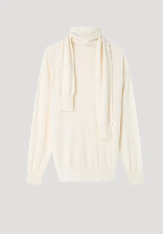 Twisted scarf jumper | cream made by Rohe