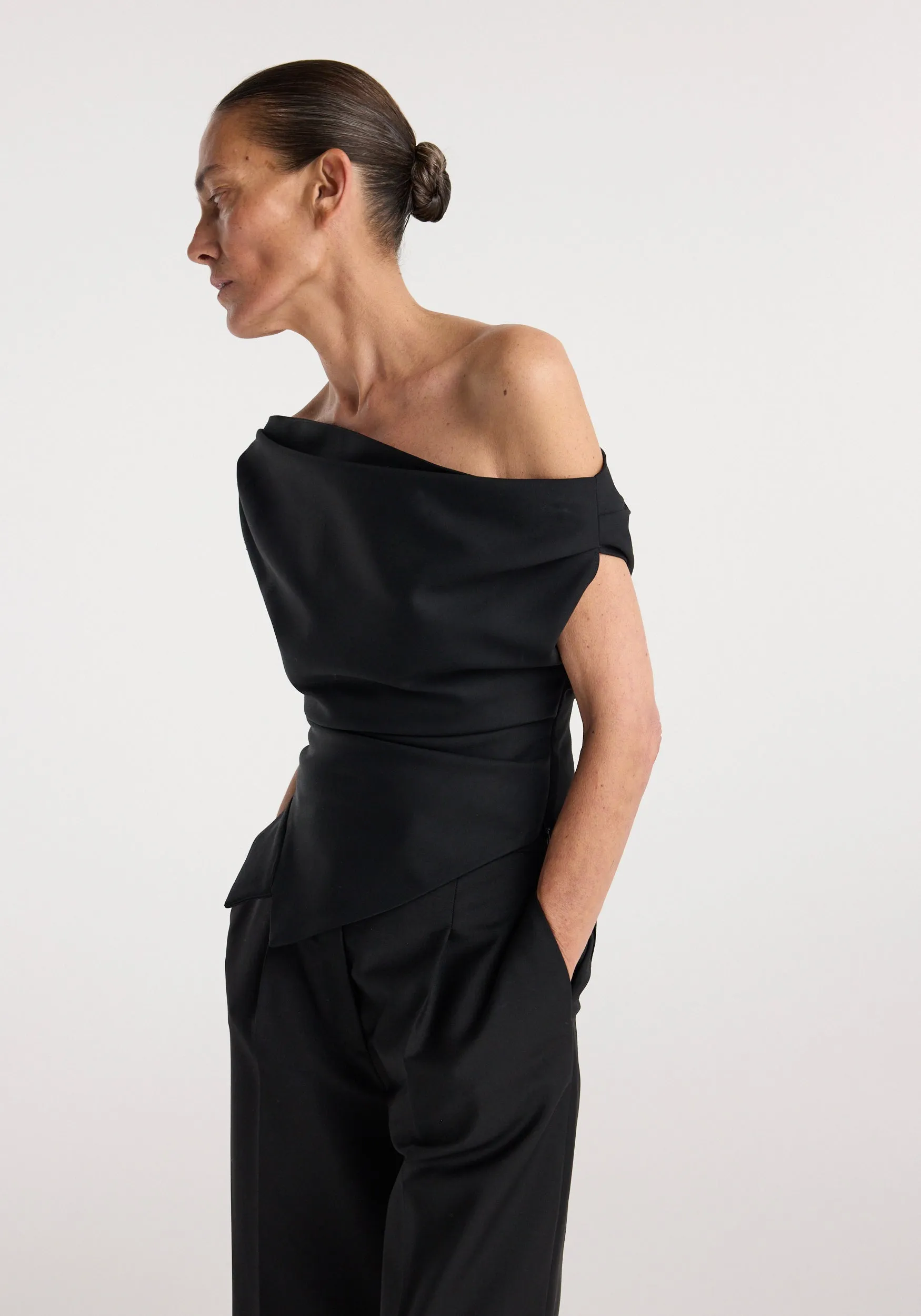 Off shoulder lapel top | black sold by Rohe product image thumbnail 5