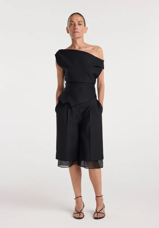 Off shoulder lapel top | black made by Rohe