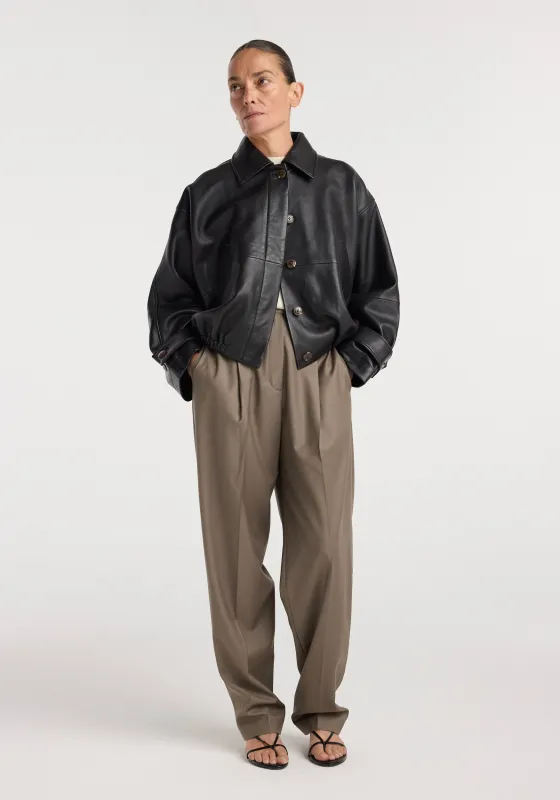 Leather blouson jacket | black made by Rohe