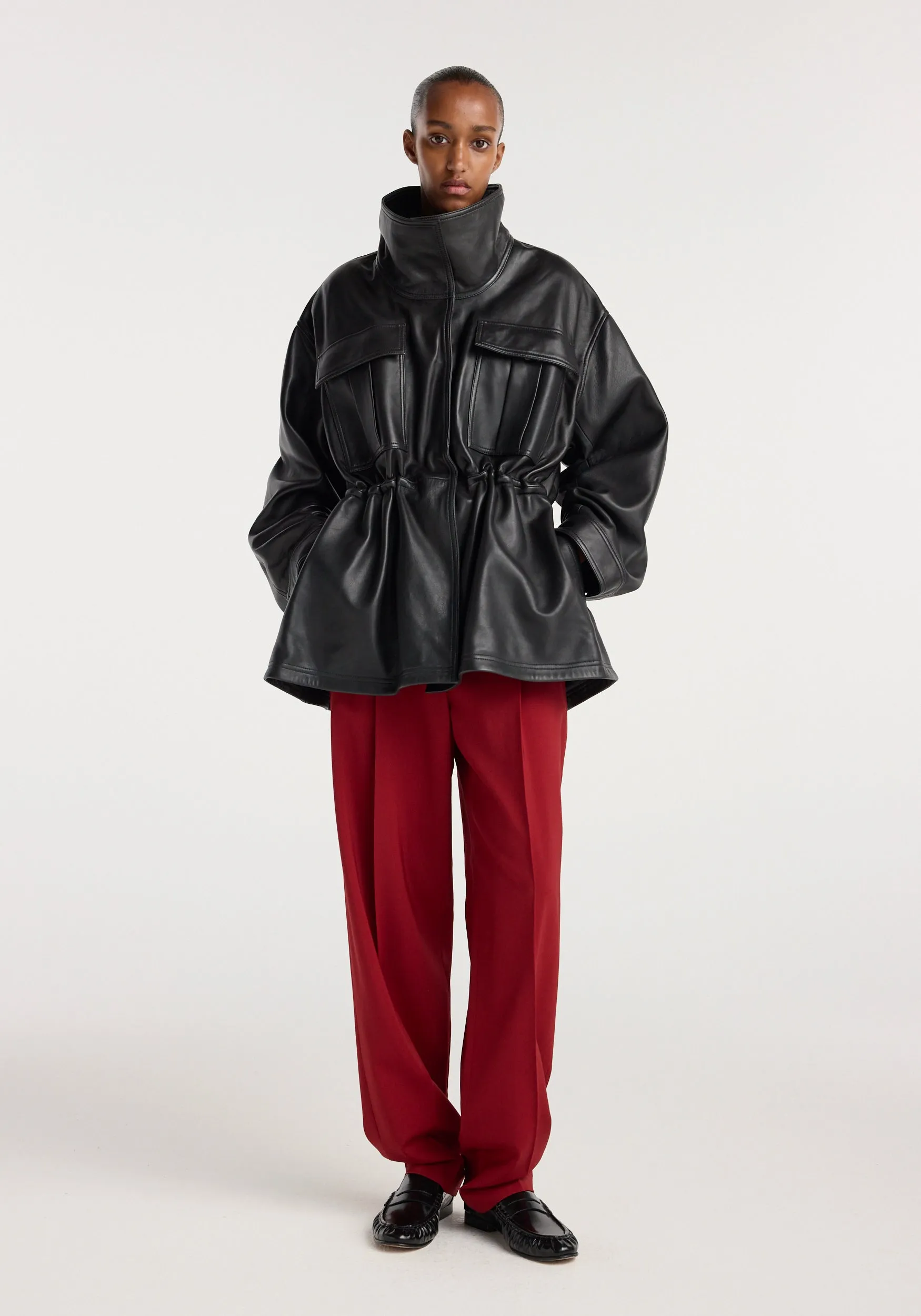 Sculptural leather jacket | black sold by Rohe product image thumbnail 2