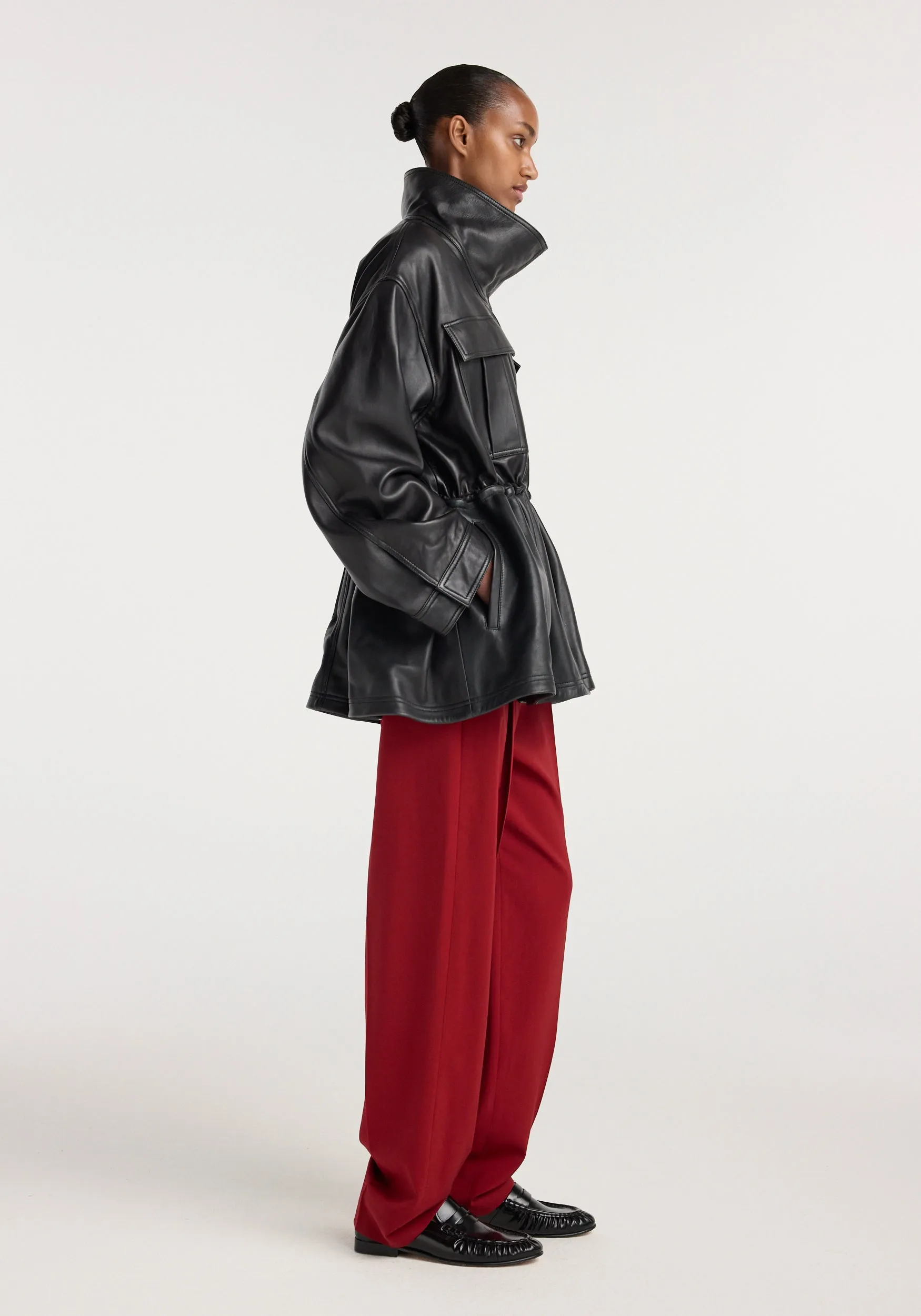 Sculptural leather jacket | black sold by Rohe product image thumbnail 4