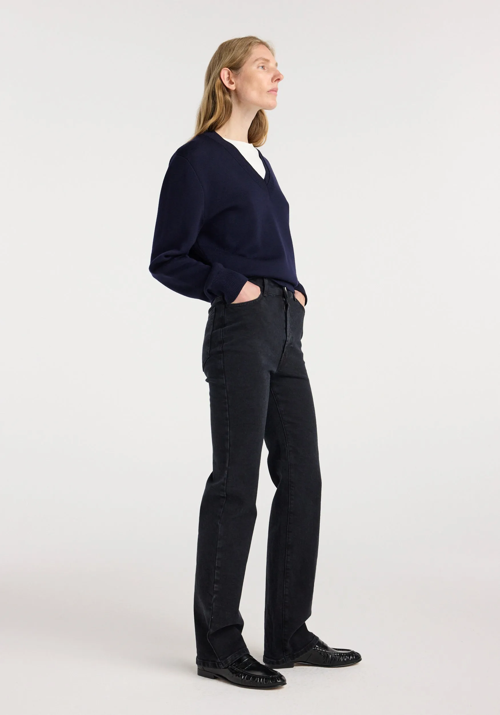 Double v-neck jumper | navy sold by Rohe product image thumbnail 2