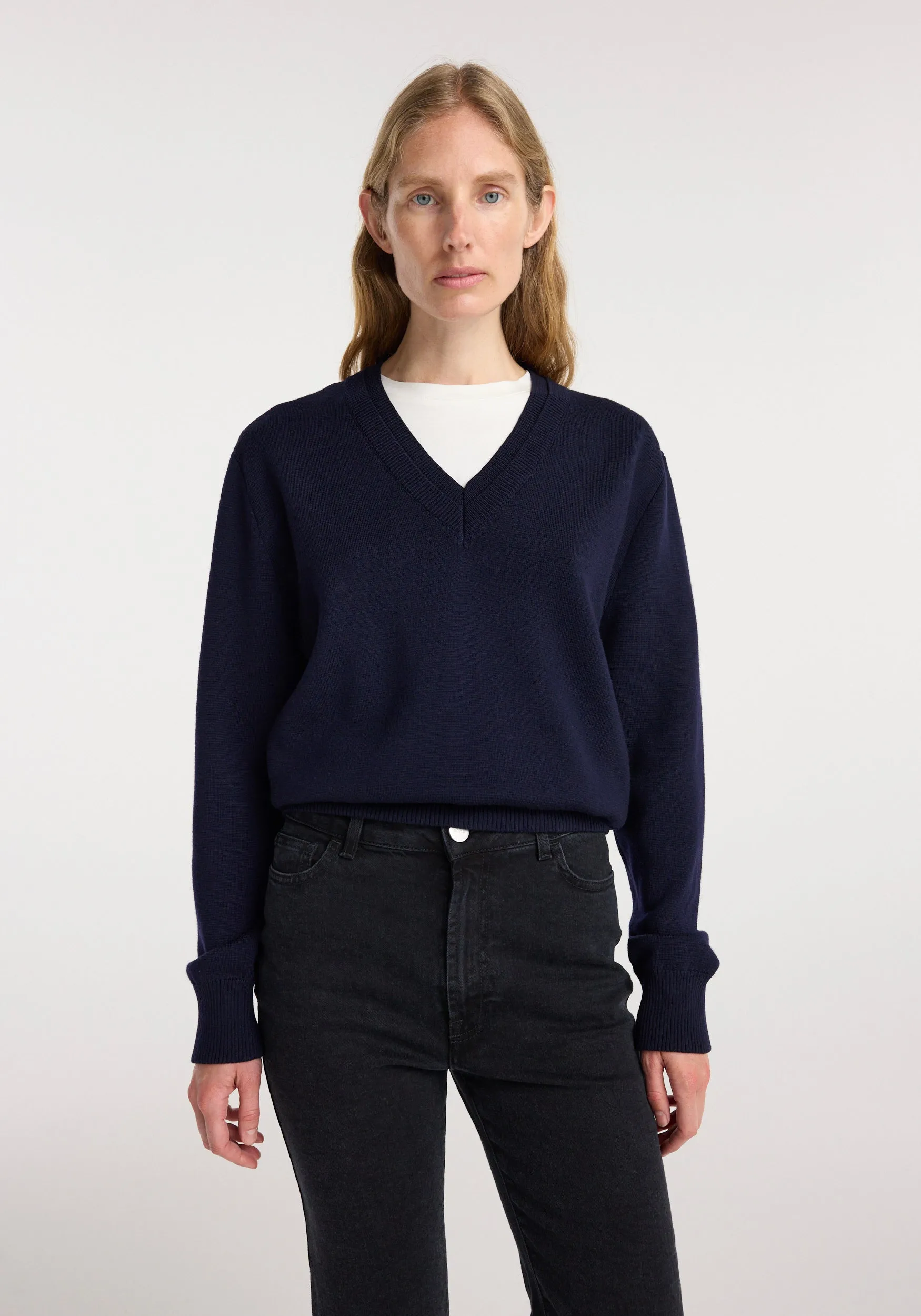 Double v-neck jumper | navy sold by Rohe product image thumbnail 4